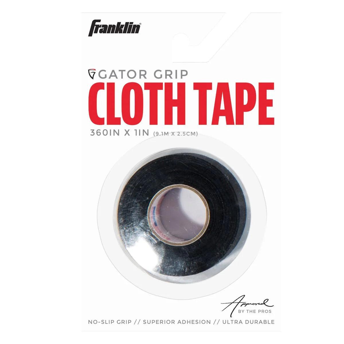 Franklin Gator Grip Cloth Sports Tape (9.1m x 2.5cm) - Black