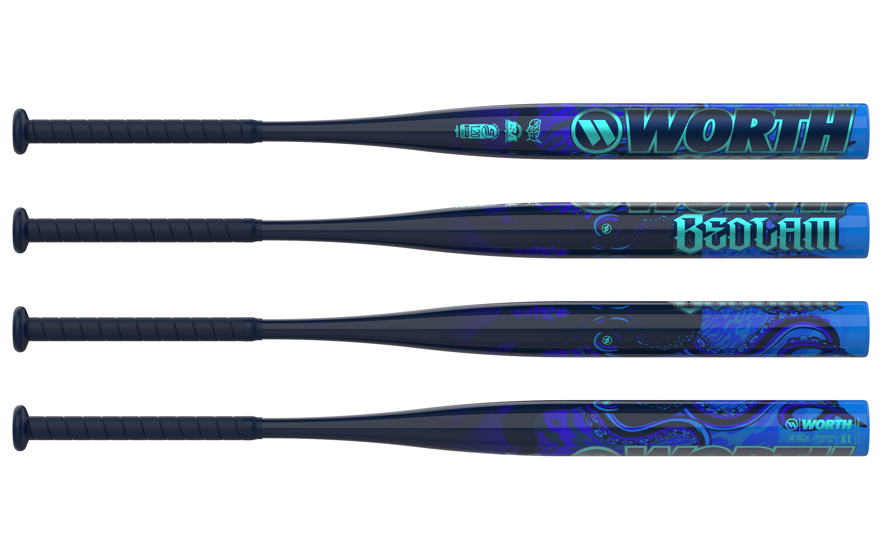 2026 Worth Bedlam The Depths Evolution Exclusive 1 Piece XL Load (0.5 oz) 14'' Slo-Pitch Bat WSU6DBSBL