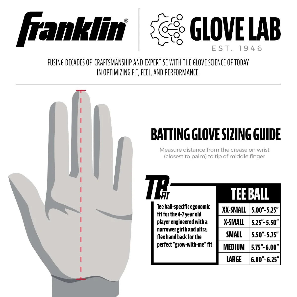 Franklin Grow to Pro Batting Gloves - Teeball
