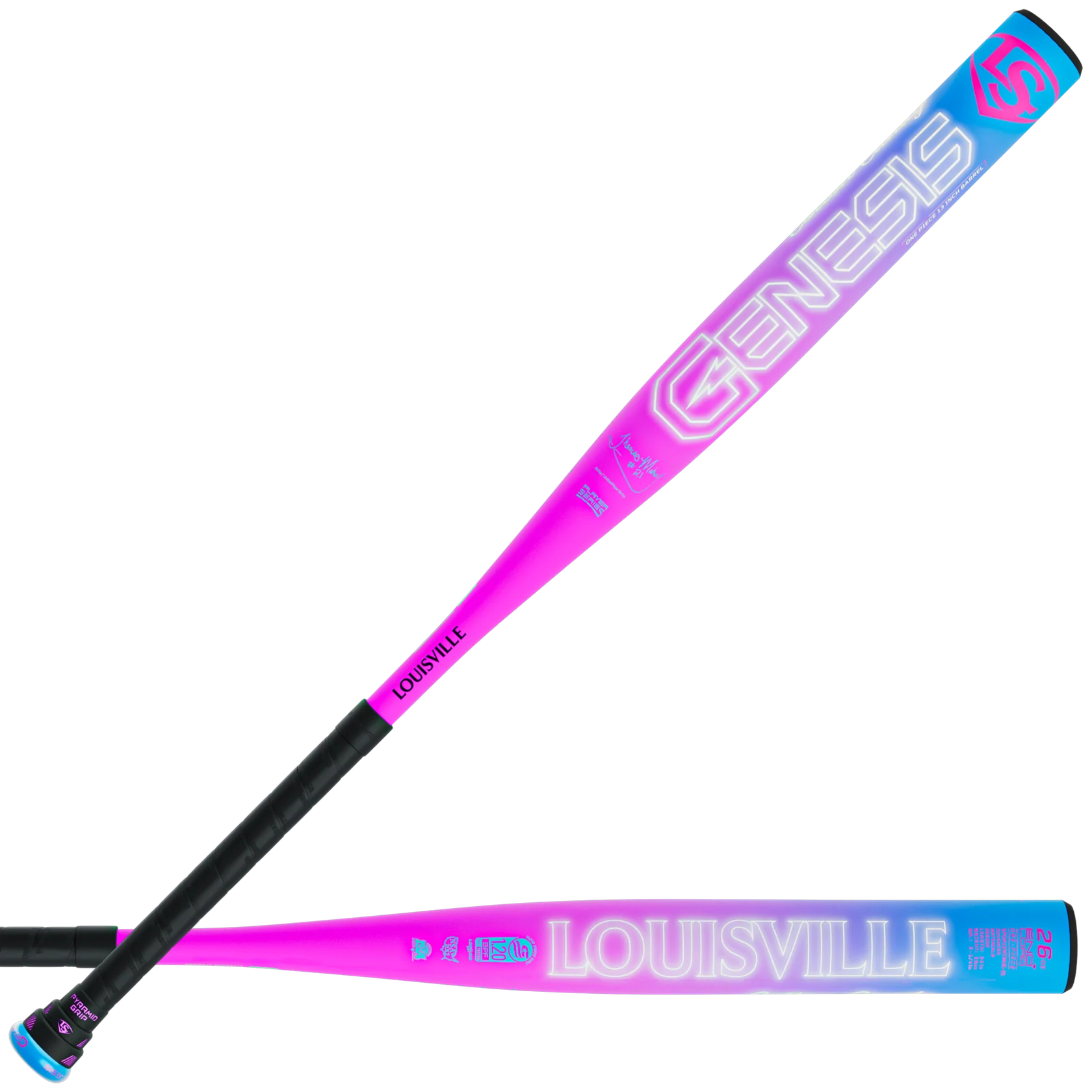 SPORTWHEELS EXCLUSIVE - 2026 Louisville Slugger Genesis "Cotton Candy" 1 Piece Endload (0.5 oz) 13" Slo-Pitch Bat TM21 CCV