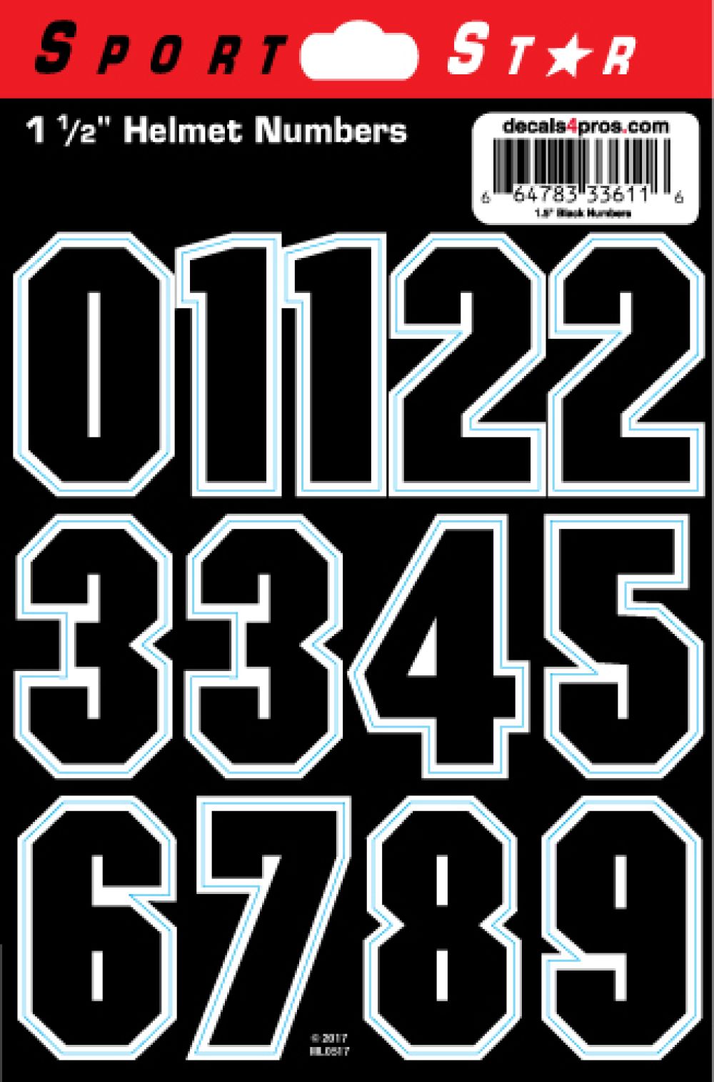 2025 Sportstar Helmet Numbers 1.5" with outline