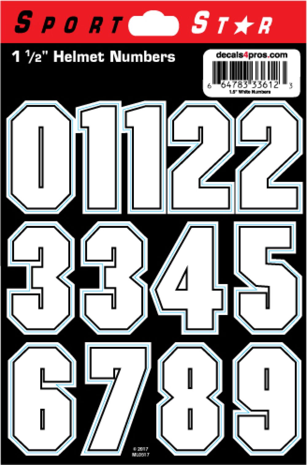 2025 Sportstar Helmet Numbers 1.5" with outline