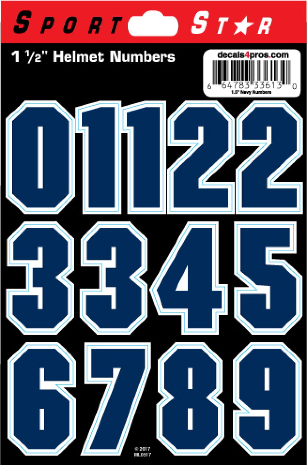 2025 Sportstar Helmet Numbers 1.5" with outline