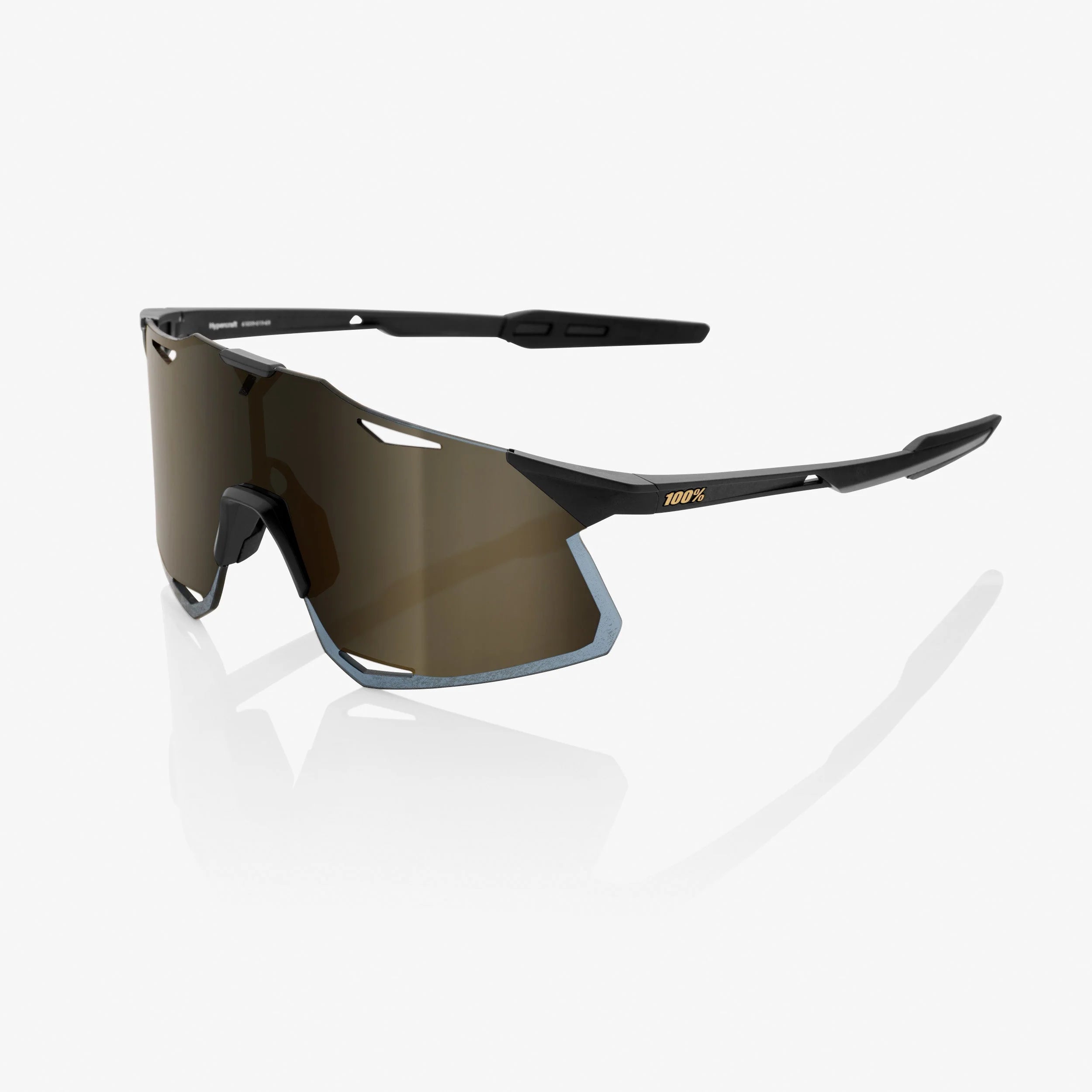 100% Hypercraft  Matte Black Sunglasses - Soft Gold Mirror Lens