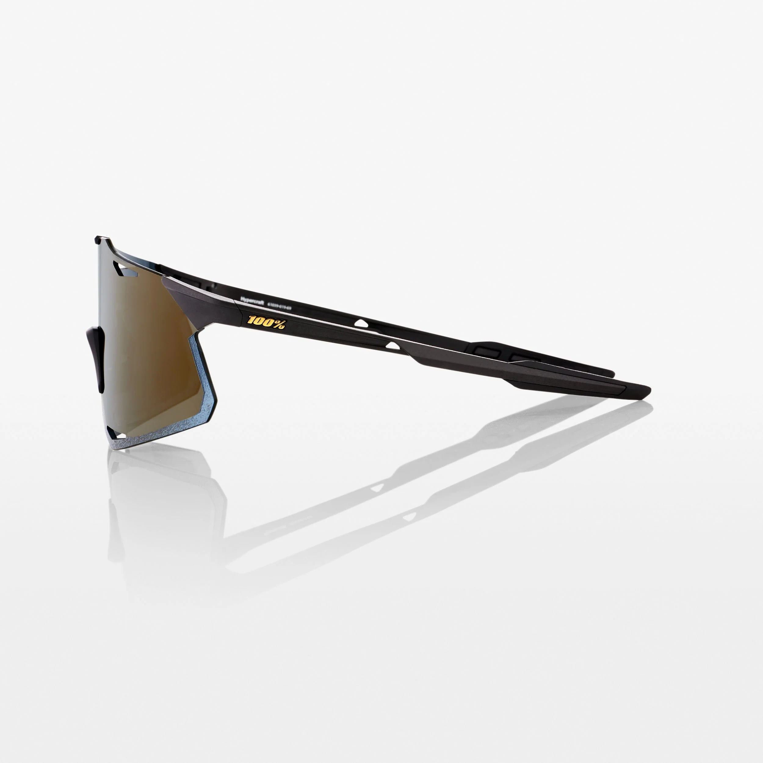 100% Hypercraft  Matte Black Sunglasses - Soft Gold Mirror Lens