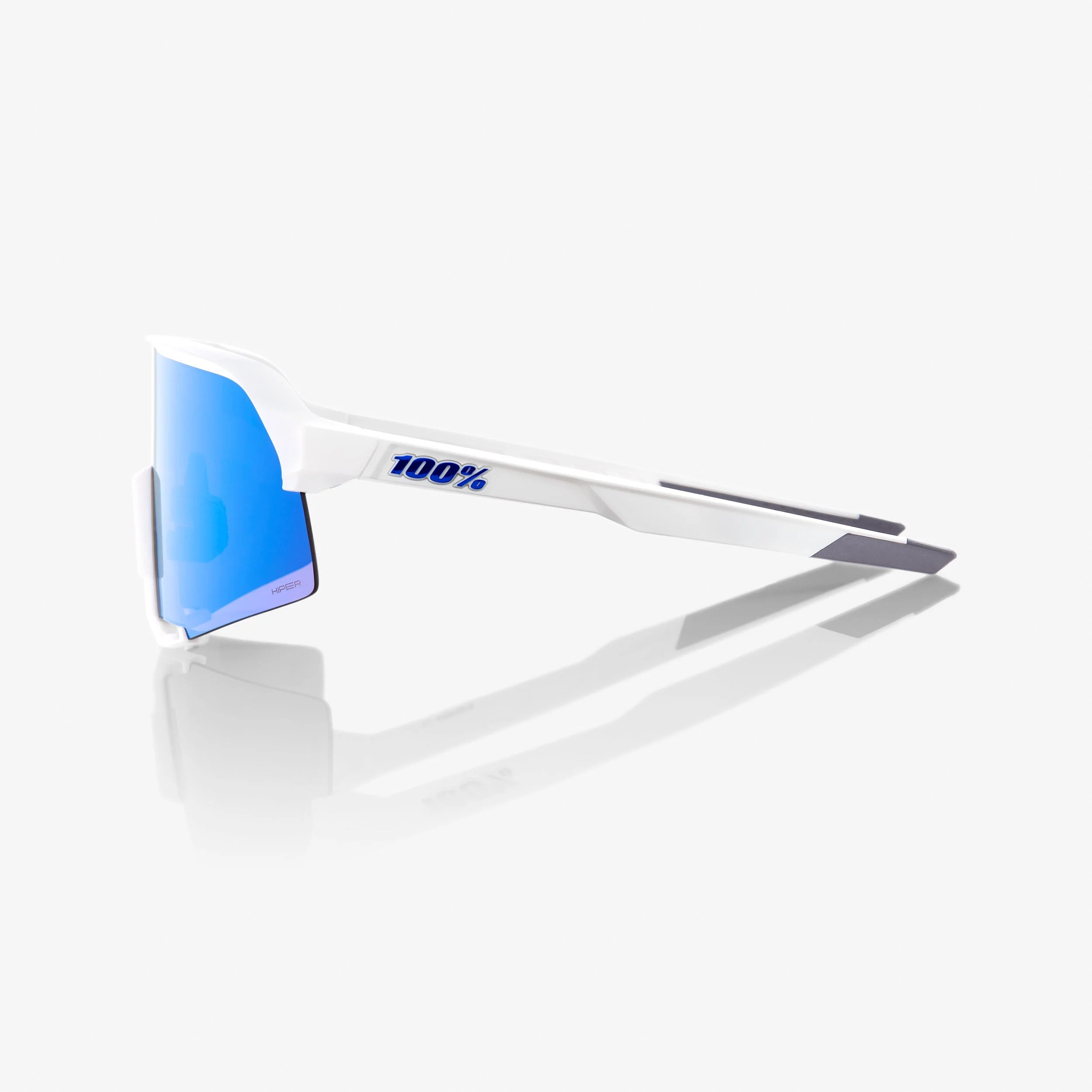100% S3 Matte White Sunglasses - Hiper Blue Mirror Lens