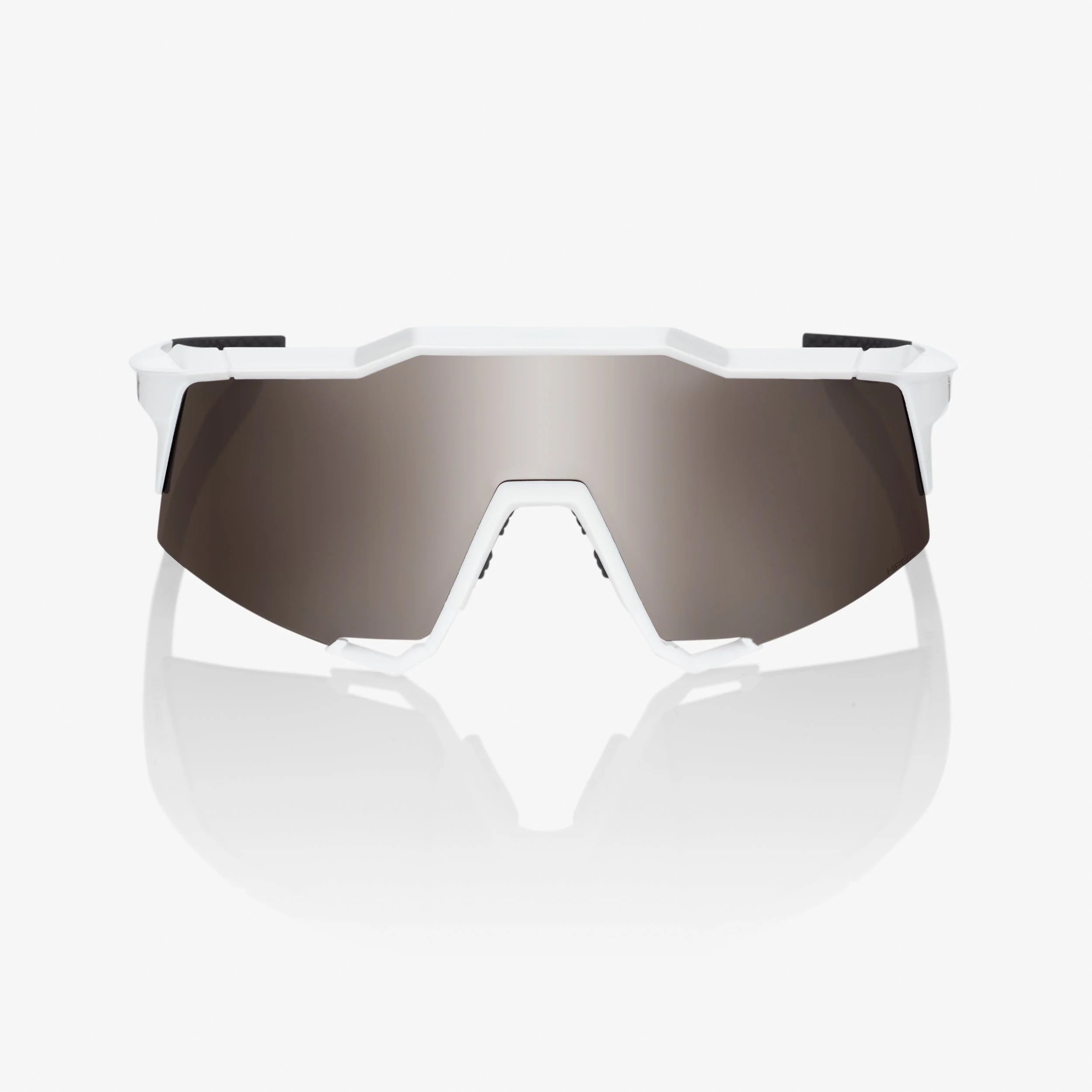 100% Speedcraft  Matte White Sunglasses - Hiper Silver Mirror Lens
