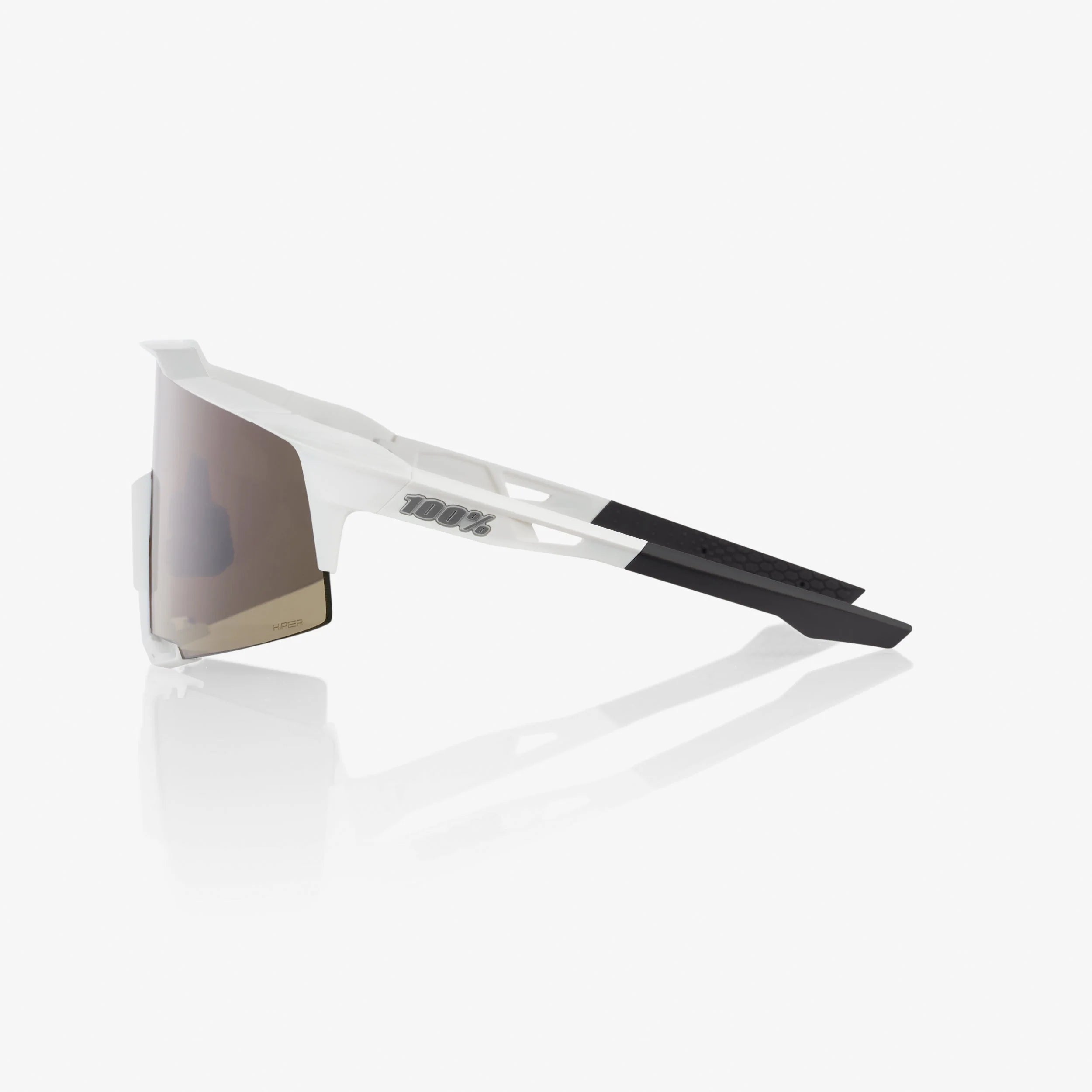 100% Speedcraft  Matte White Sunglasses - Hiper Silver Mirror Lens