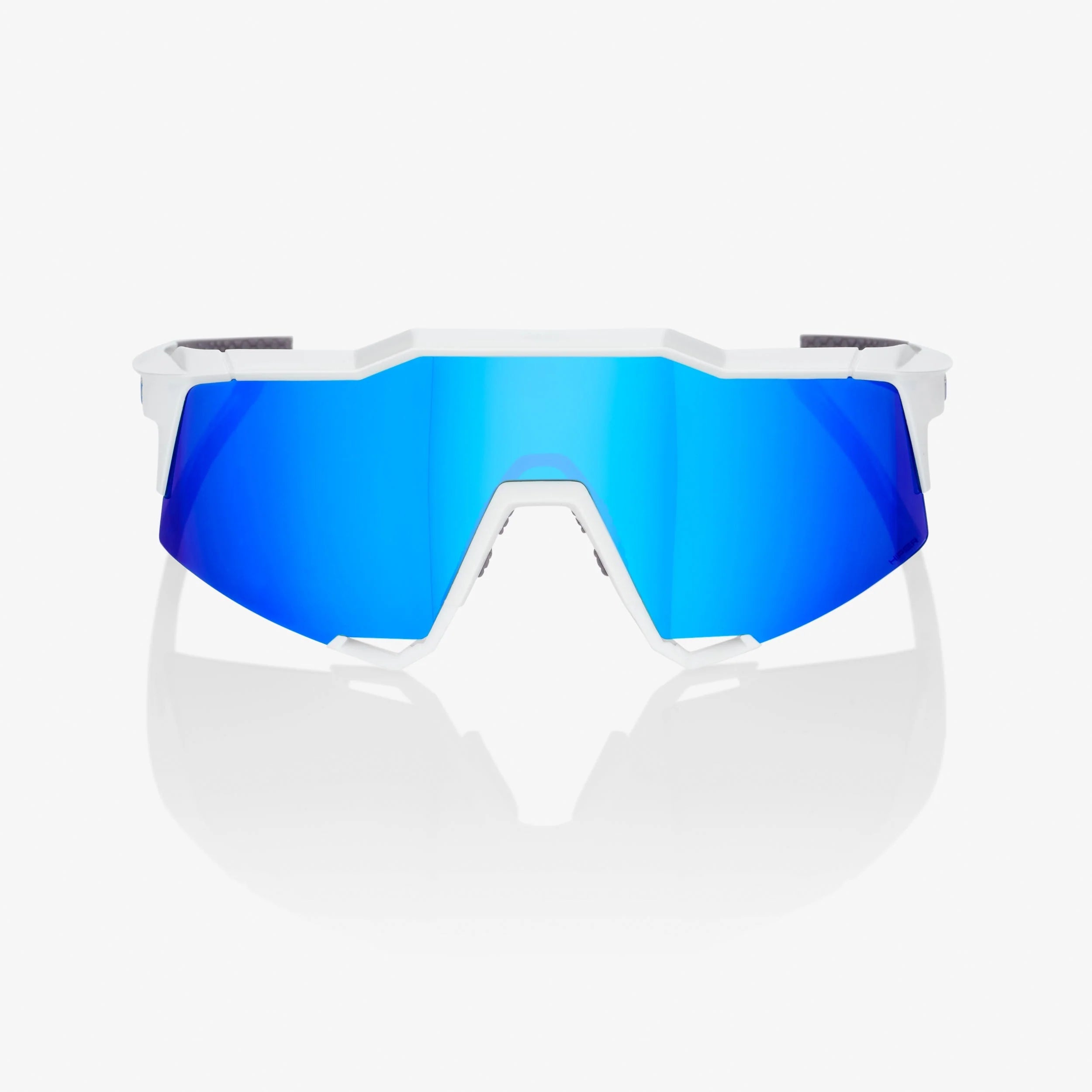 100% Speedcraft Matte White Sunglasses - Hiper Blue Mirror Lens