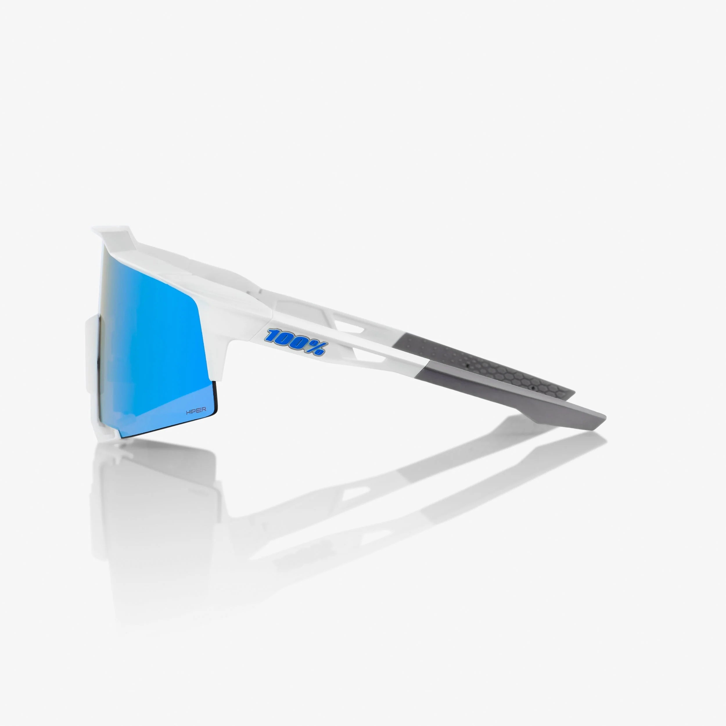 100% Speedcraft Matte White Sunglasses - Hiper Blue Mirror Lens
