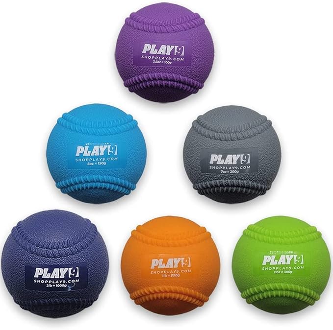 Play 9 Baseball Weighted Plyo Balls (6 Pack) - With Seams
