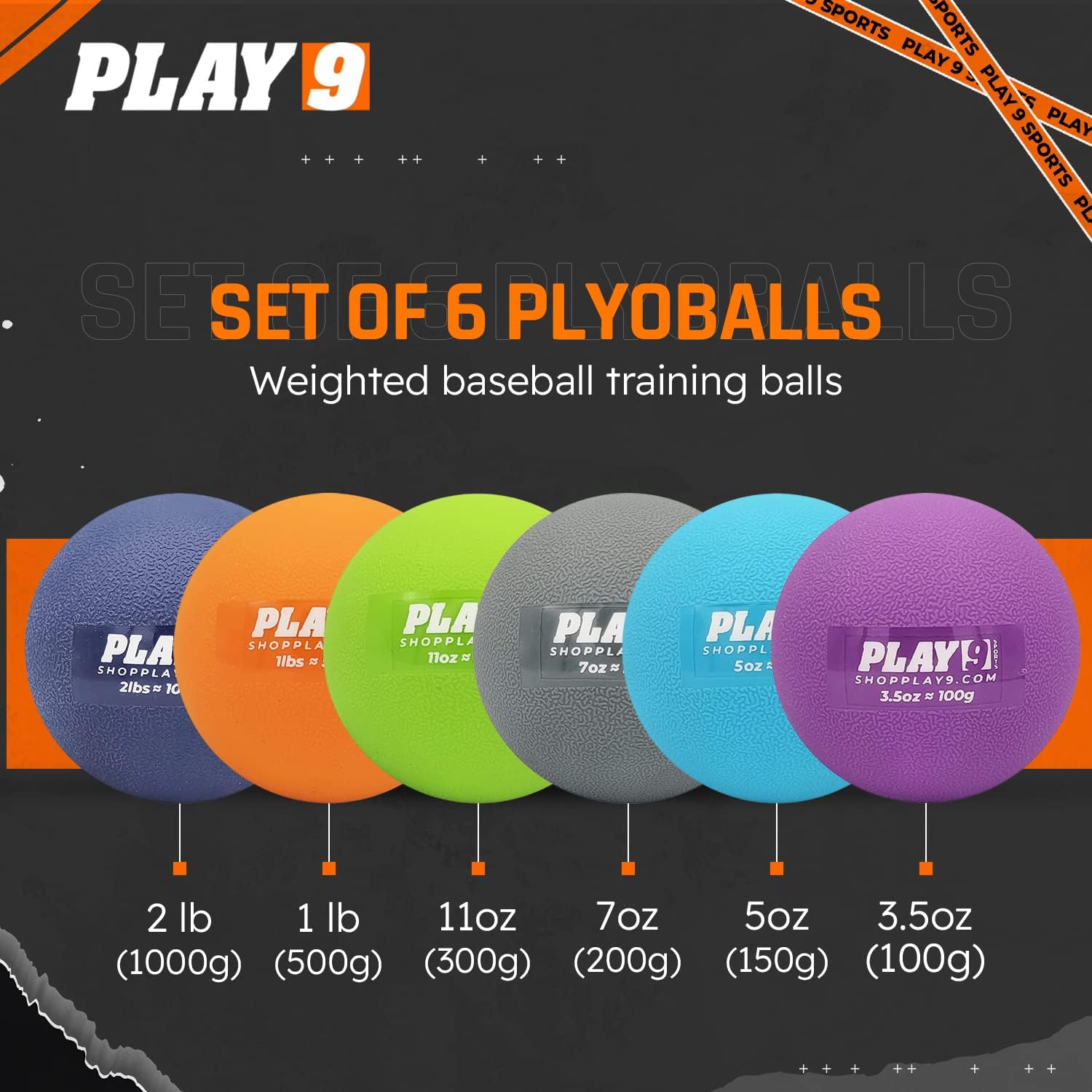 PLAY 9 BALLES DE BASEBALL PLYO PACK DE 6 BS24