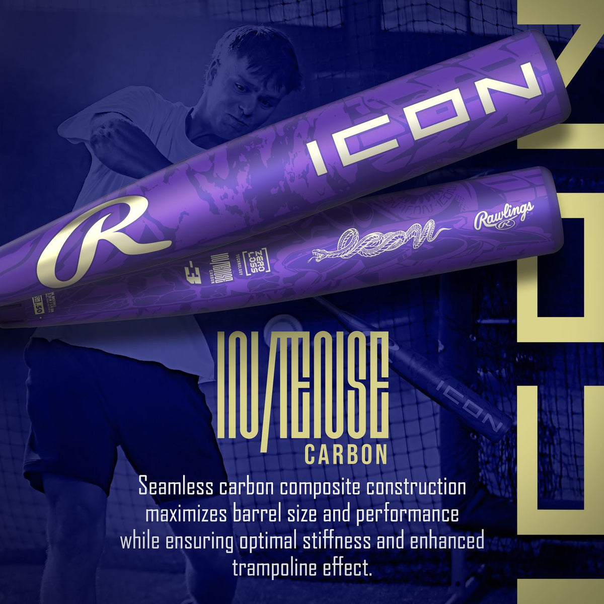 2027 Rawlings Icon 2 Piece -3 BBCOR Baseball Bat RBB7I3