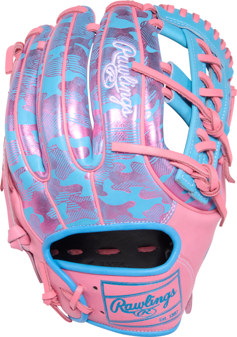 2026 Rawlings Heart of the Hide 11.75" Infield / Pitcher Baseball Glove Right Hand Throw PROR315-32CBP - Columbia Blue / Pink