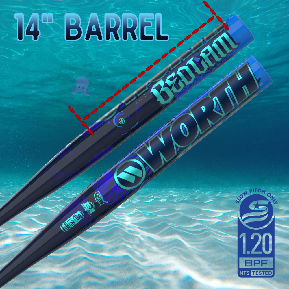 2026 Worth Bedlam The Depths Evolution Exclusive 1 Piece XL Load (0.5 oz) 14'' Slo-Pitch Bat WSU6DBSBL