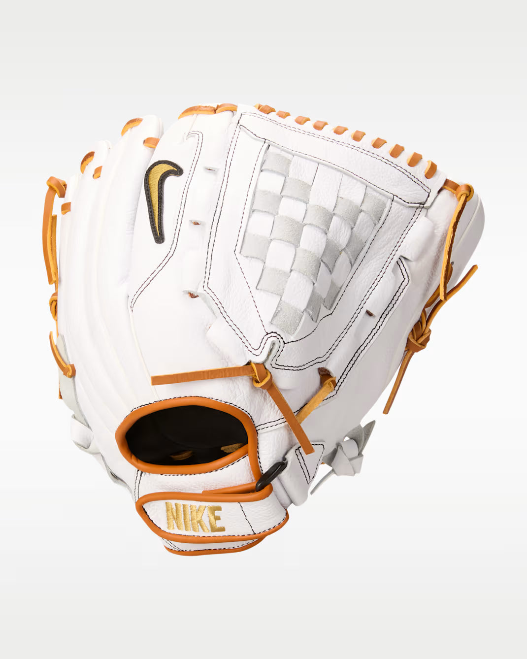 2025 Nike Hyperdiamond Edge 12.5" Outfield Baseball Glove Right Hand Throw - White / Orange / Gold