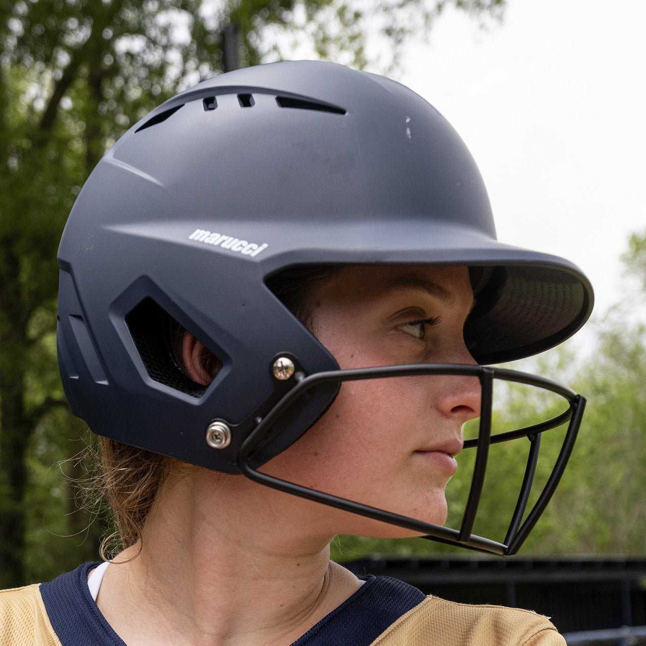 Casque de frappeur Marucci Duravent Fast Pitch 2025 avec masque facial - Adulte