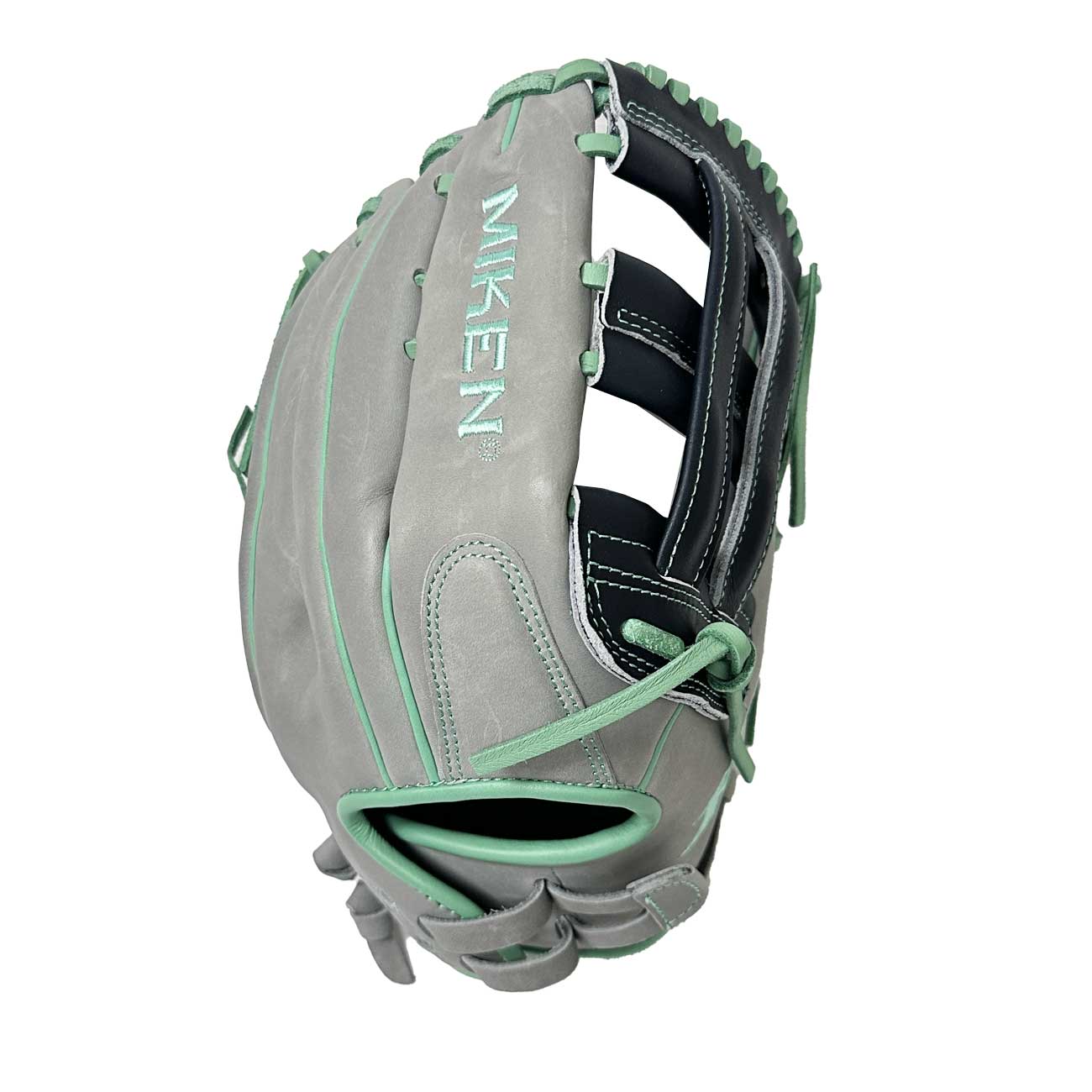 2026 Miken Pro Series 14" Outfield Slo-Pitch Glove PRO140-GNMT- Grey / Black / Mint