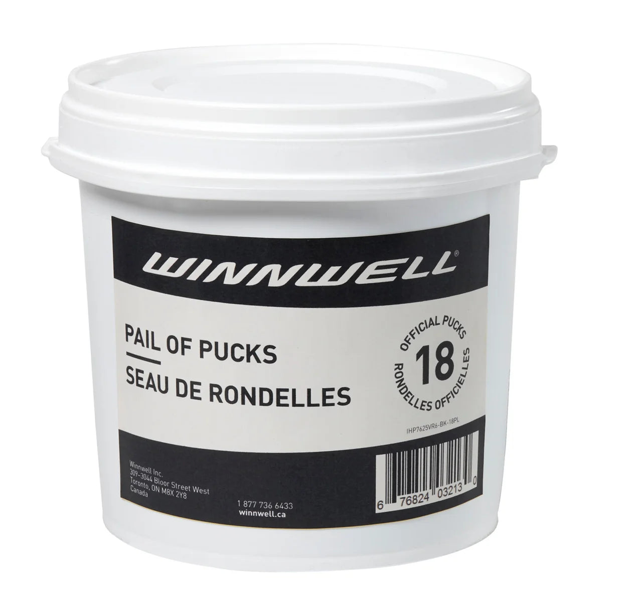 Winnwell Black Ice Hockey Pucks - 18 Pack Pail