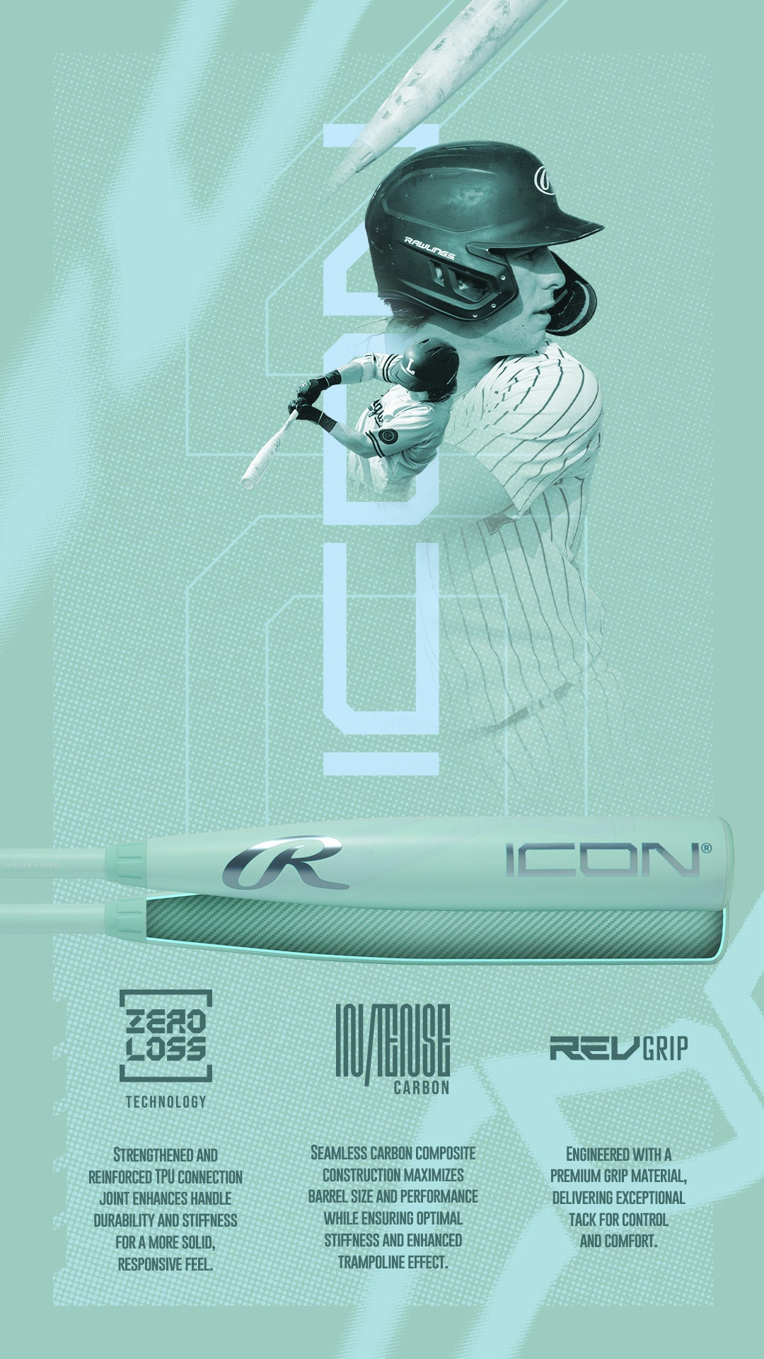 Batte de baseball Rawlings Icon 2 pièces 2026 - 3 BBCOR RBB6I3