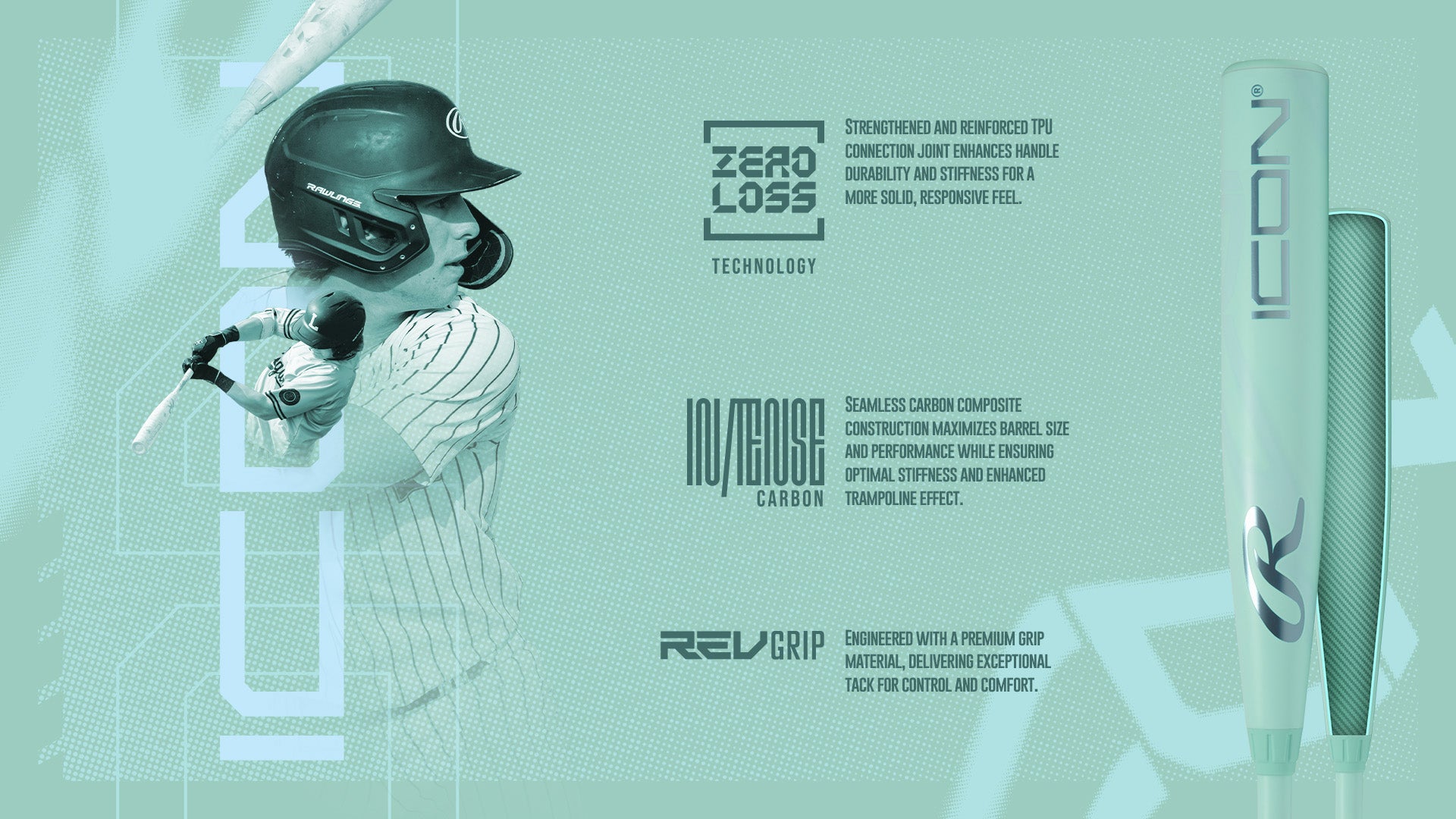 Batte de baseball Rawlings Icon 2 pièces 2026 - 3 BBCOR RBB6I3