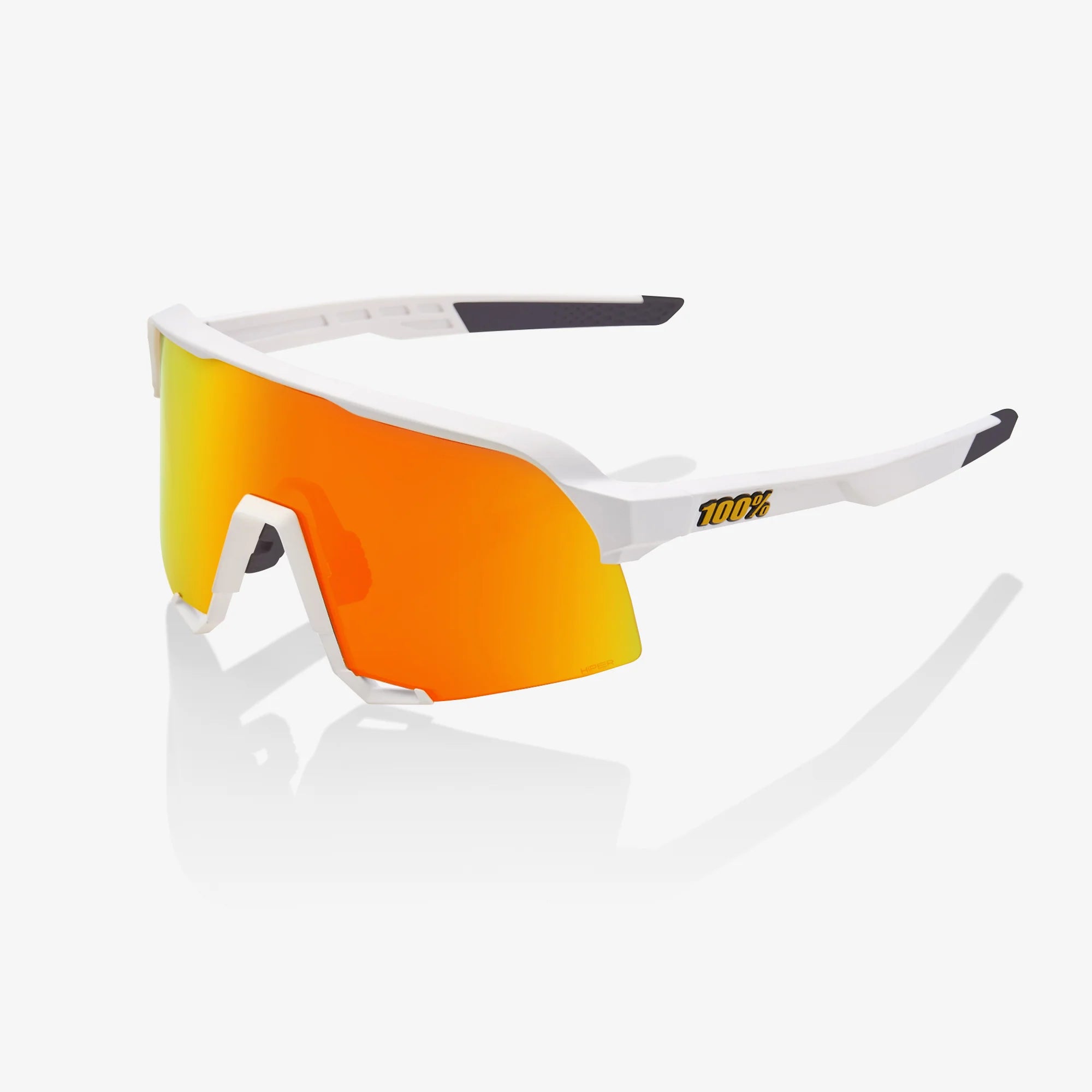 100% S3 Soft Tact White Sunglasses - Hiper Red Mirror Lens
