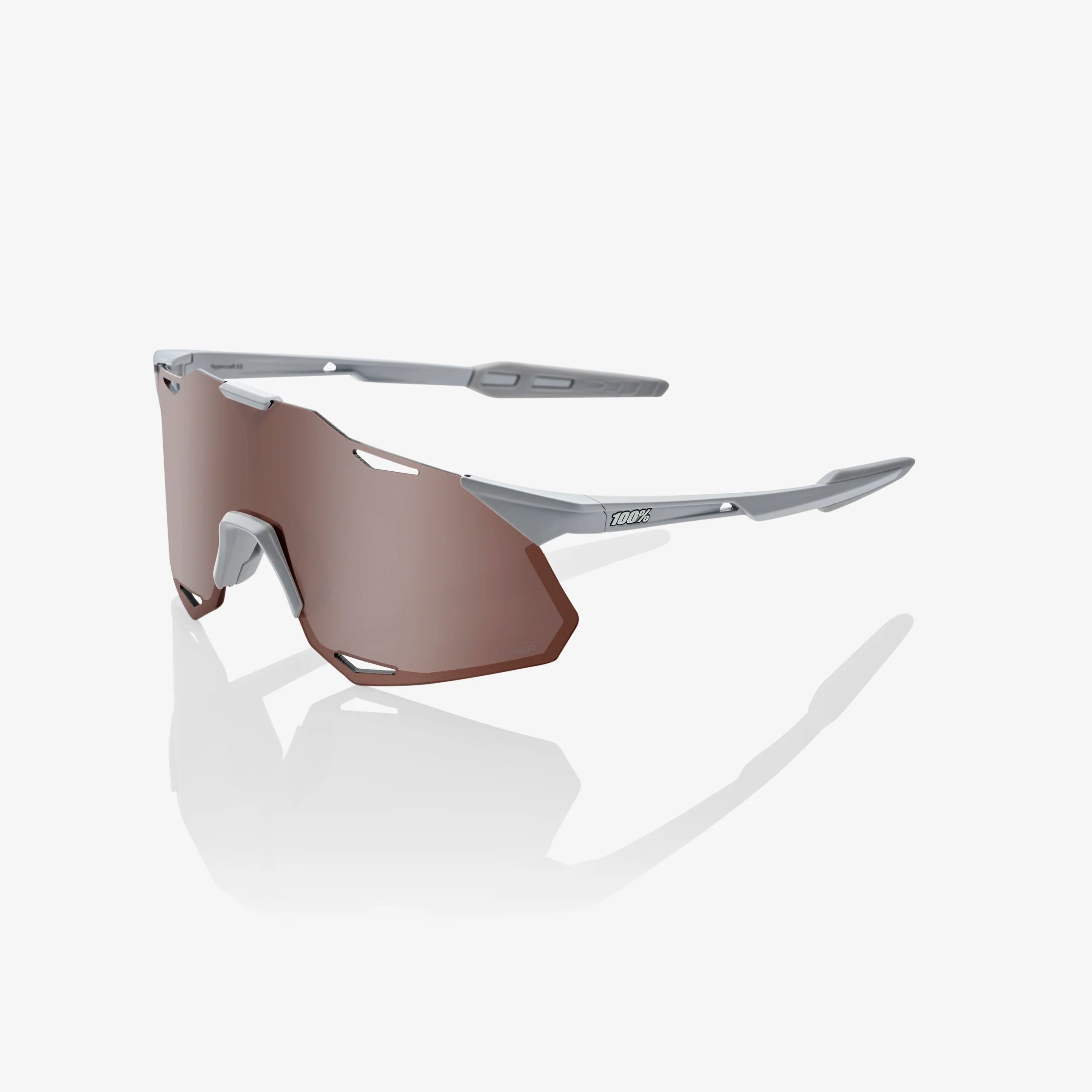 100% Hypercraft XS Matte Stone Grey Sunglasses - Hiper Crimson Silver Mirror Lens