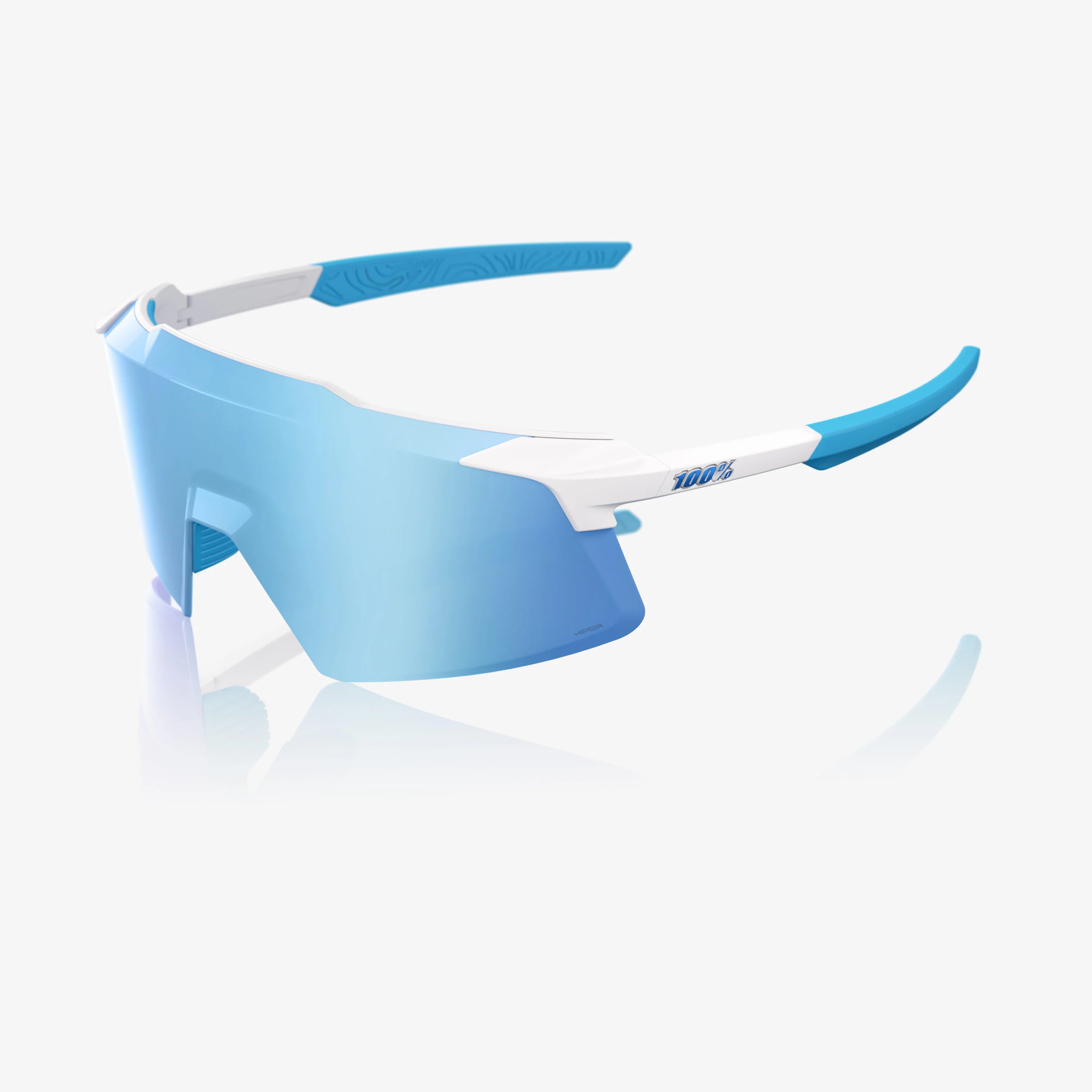 100% Aerocraft Matte White Sunglasses - Hiper Blue Mirror Lens