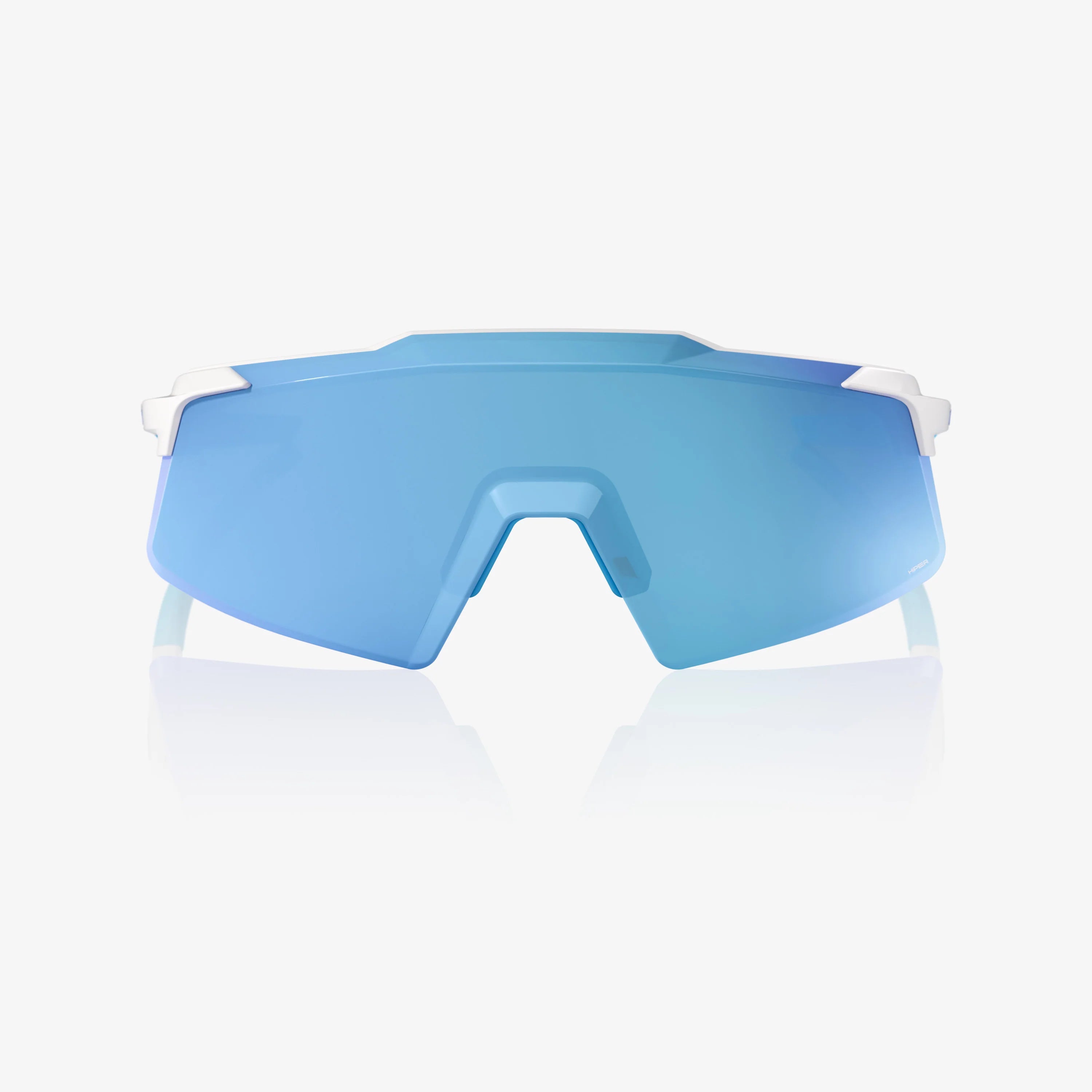 100% Aerocraft Matte White Sunglasses - Hiper Blue Mirror Lens