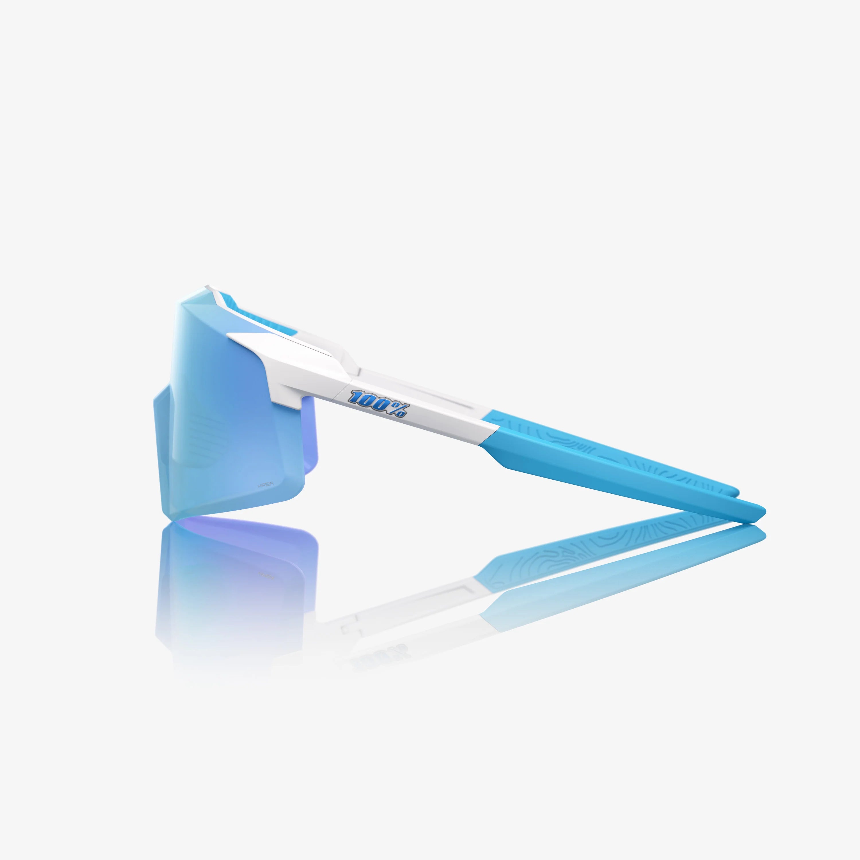 100% Aerocraft Matte White Sunglasses - Hiper Blue Mirror Lens