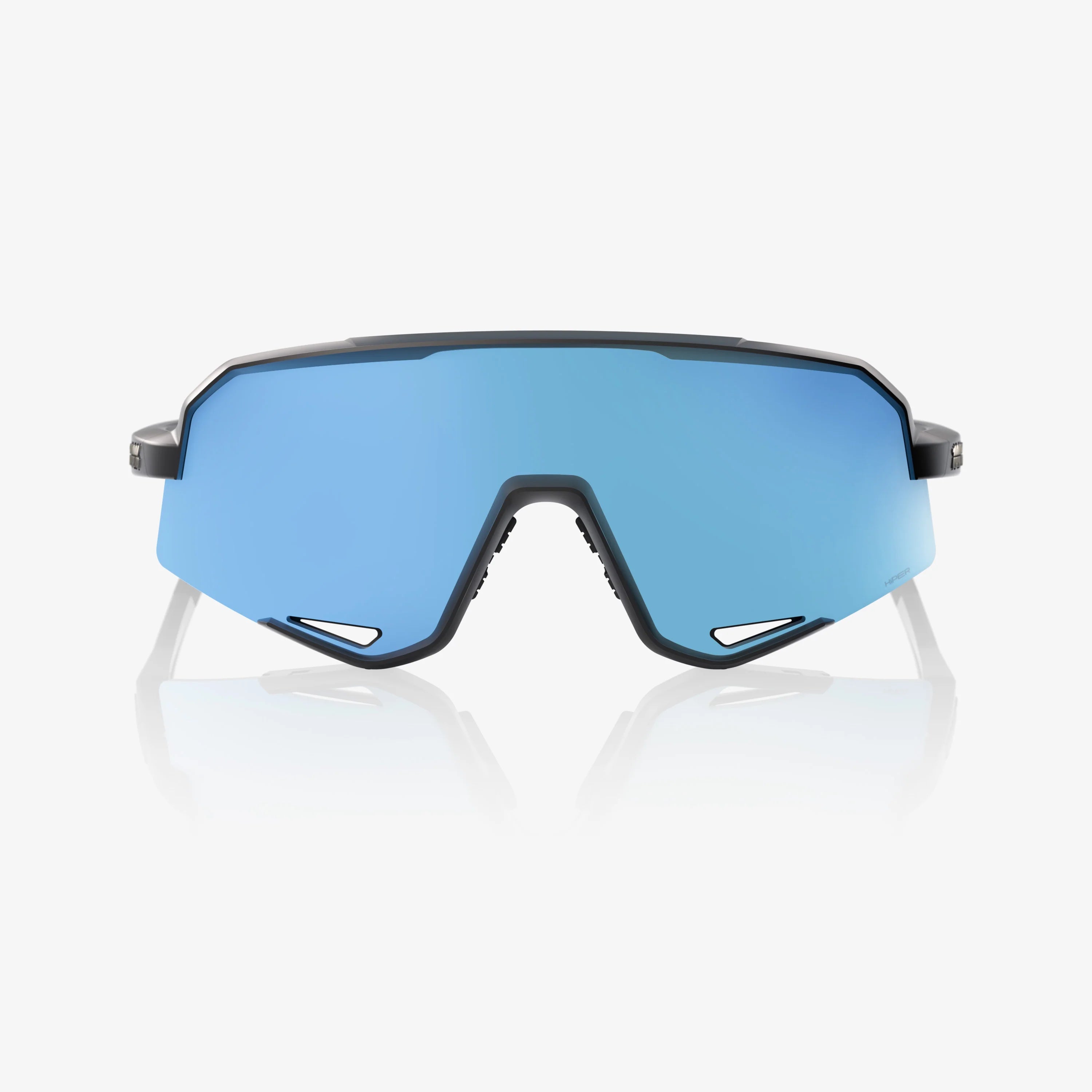 100% Slendale Matte Black Sunglasses - Hiper Blue Mirror Lens