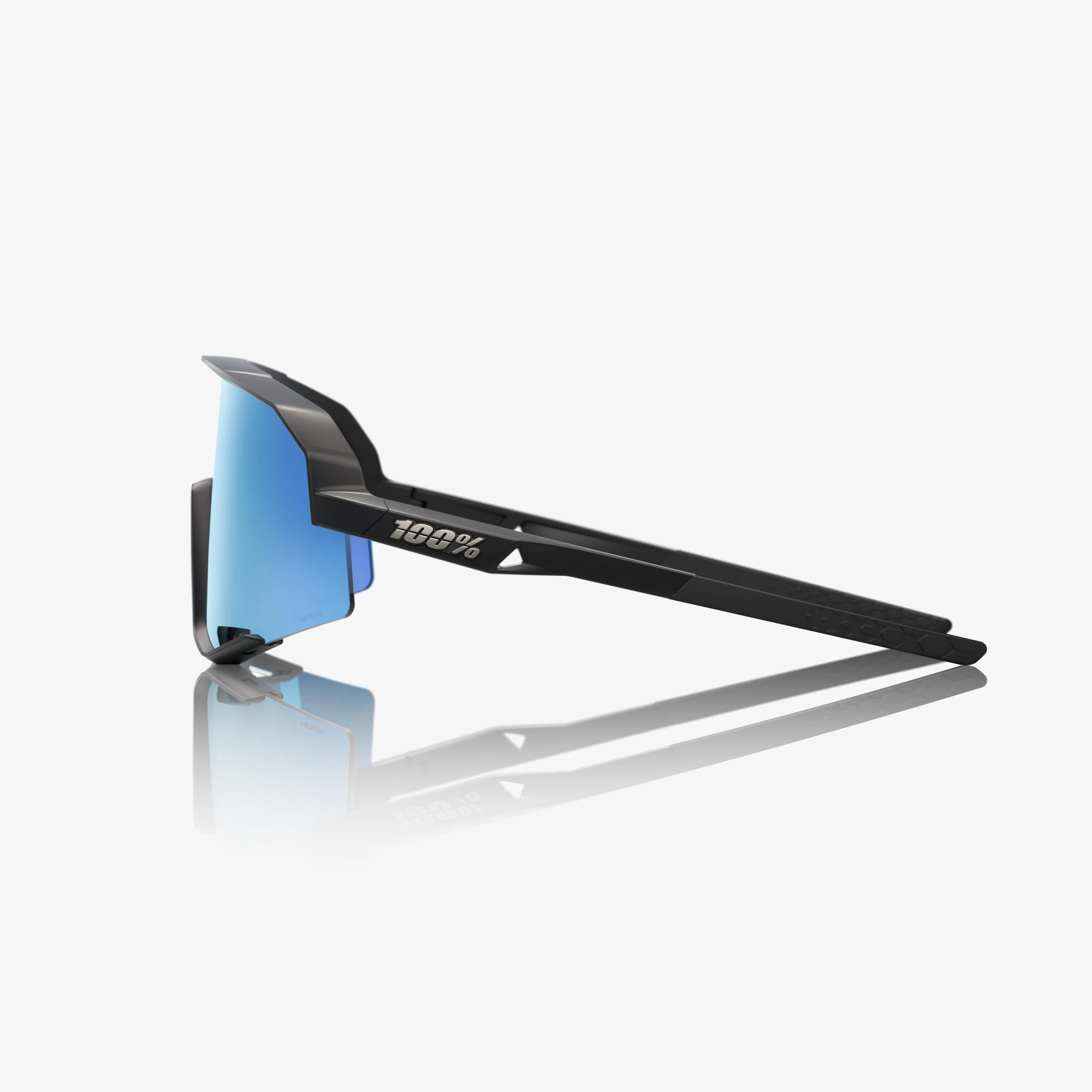 100% Slendale Matte Black Sunglasses - Hiper Blue Mirror Lens