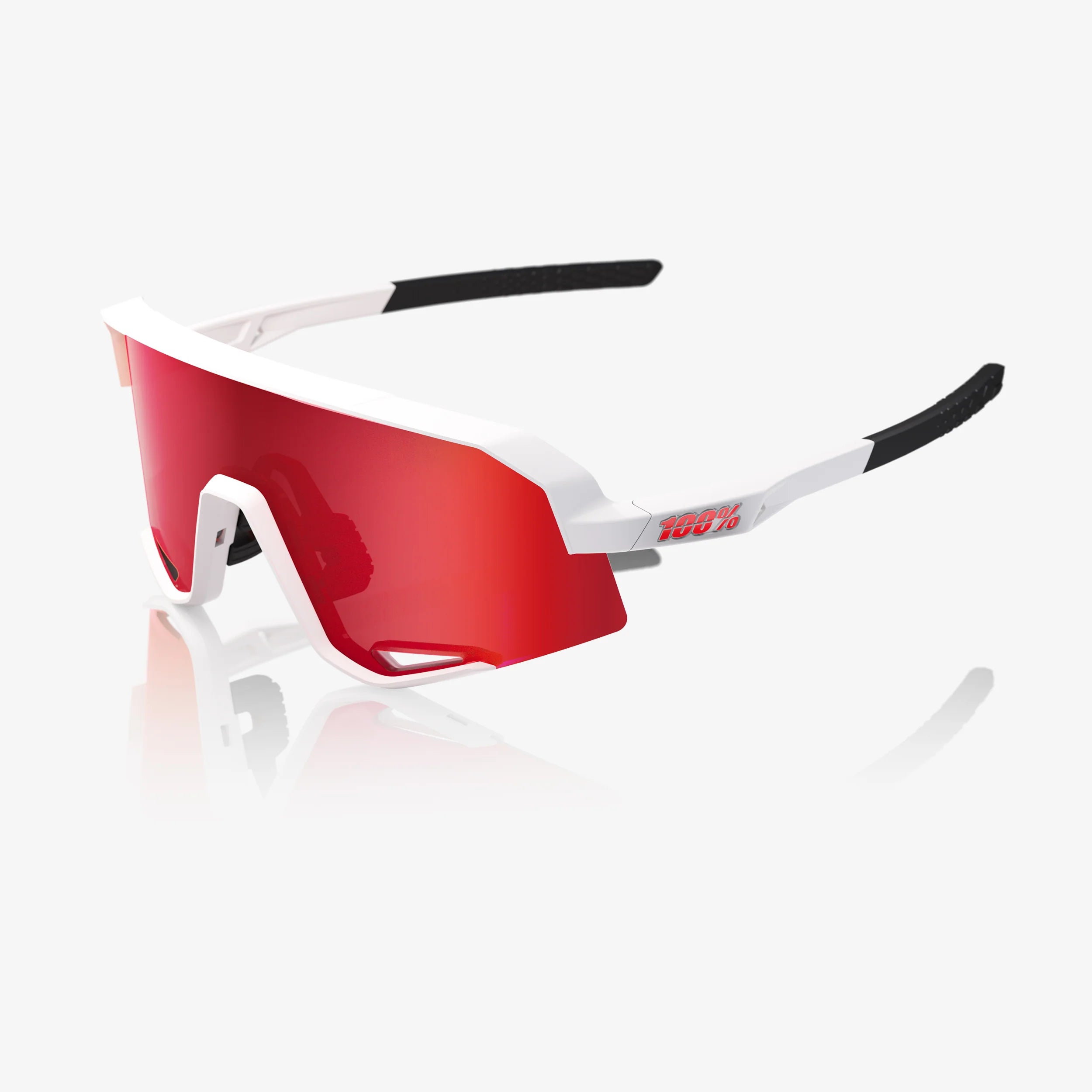 100% Slendale Matte White Sunglasses - Hiper Red Mirror Lens