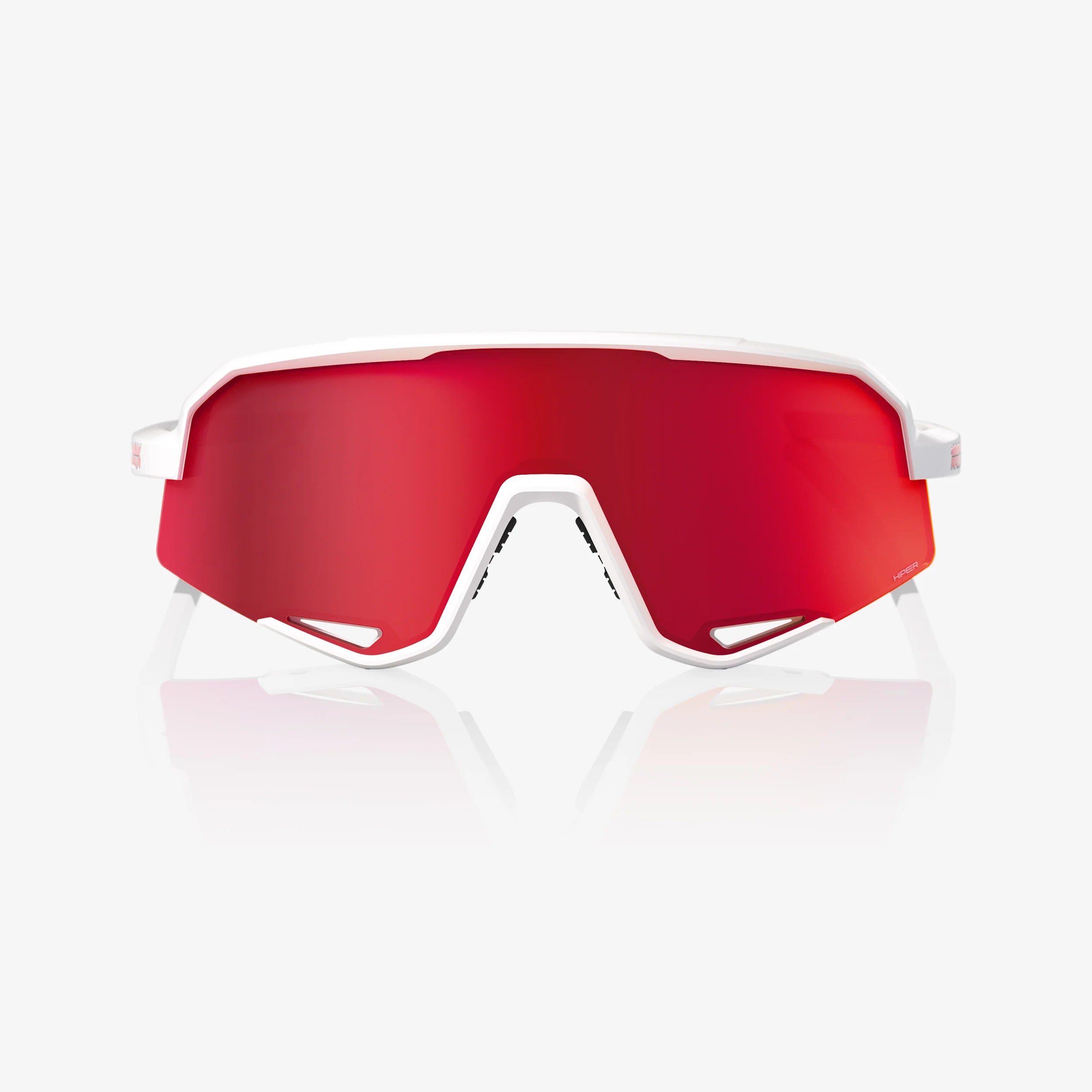 100% Slendale Matte White Sunglasses - Hiper Red Mirror Lens