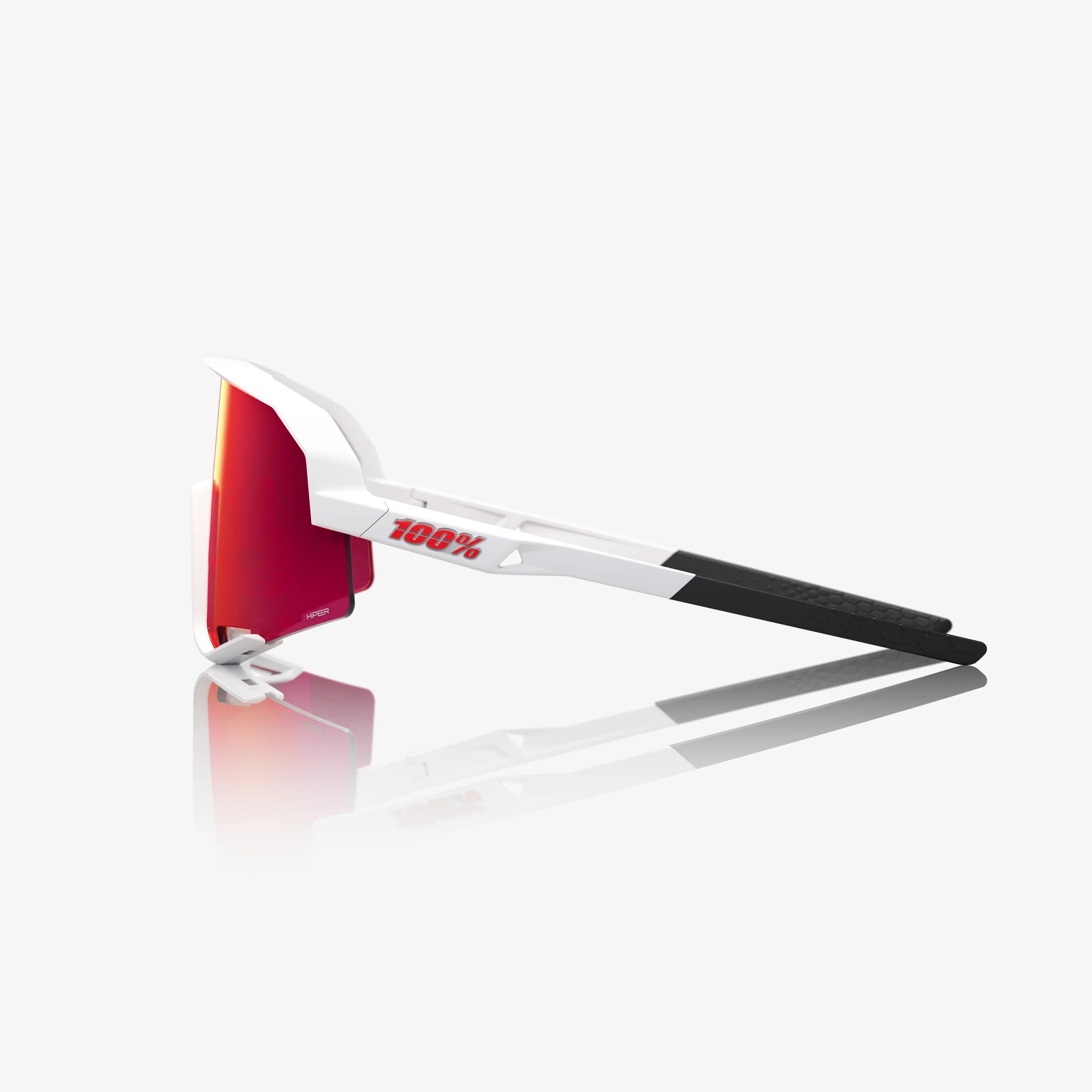 100% Slendale Matte White Sunglasses - Hiper Red Mirror Lens