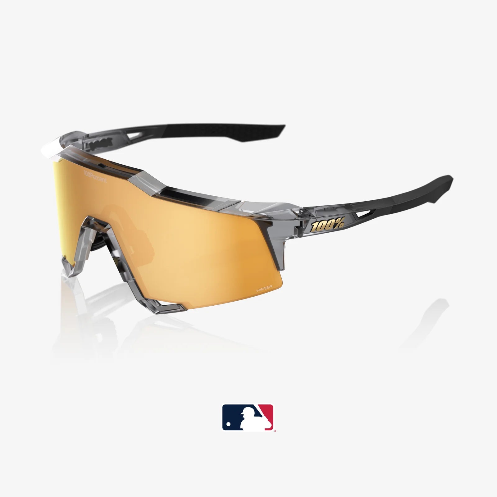 100% Speedcraft MLB Polished Translucent Grey Sunglasses - Mirror Lens