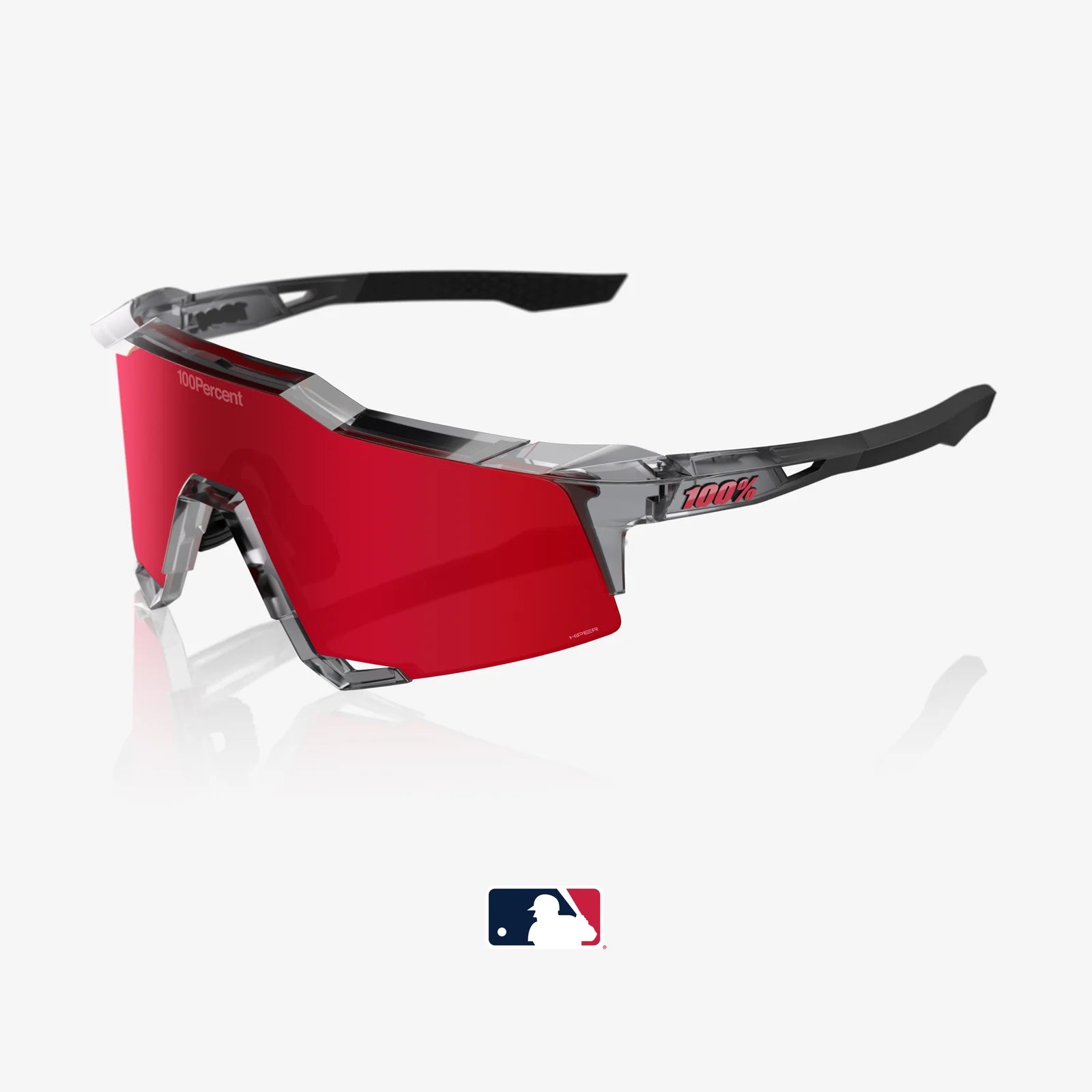 100% Speedcraft MLB Polished Translucent Grey Sunglasses - Mirror Lens