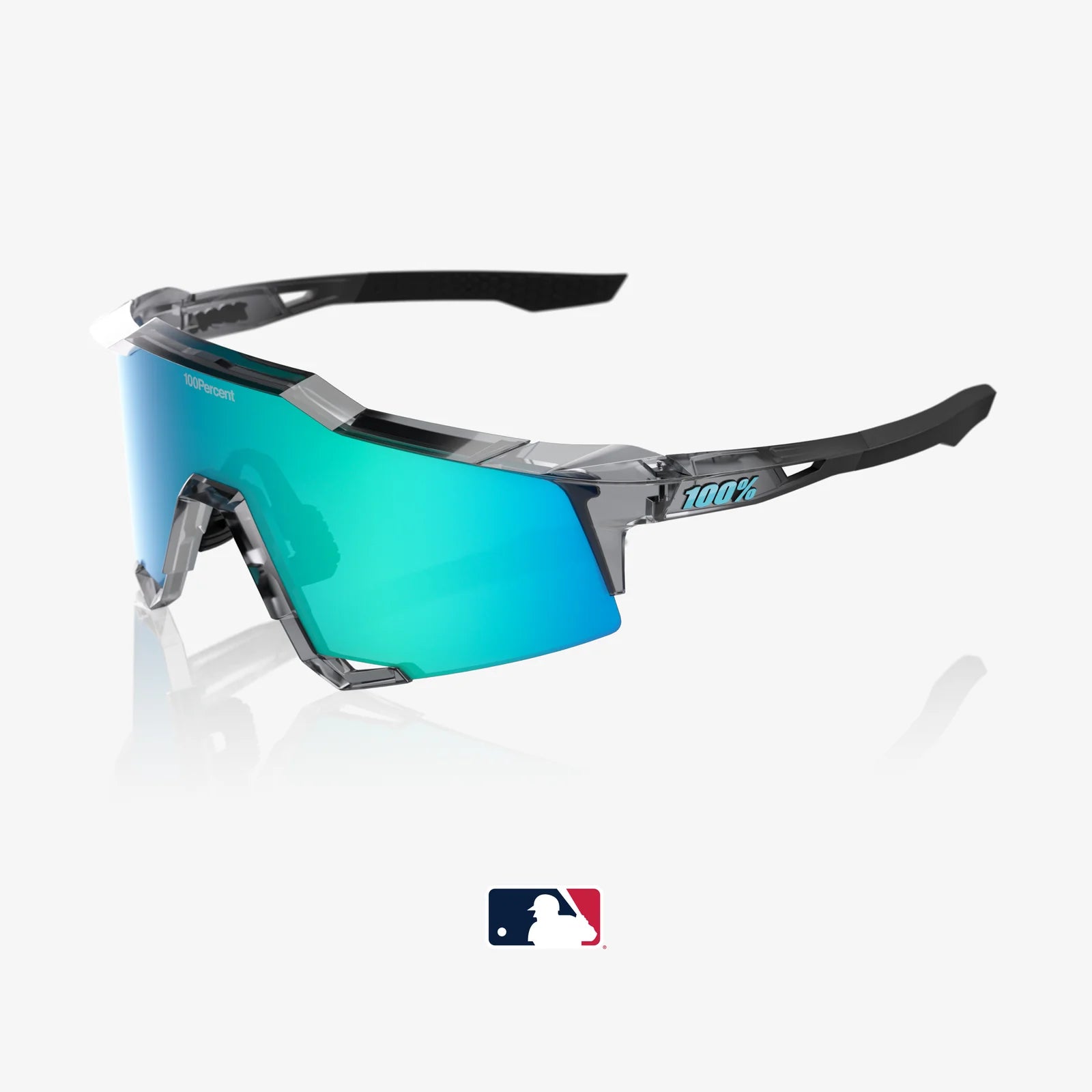 100% Speedcraft MLB Polished Translucent Grey Sunglasses - Mirror Lens