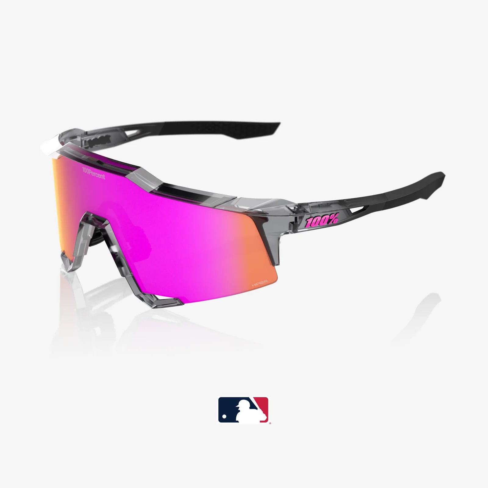 100% Speedcraft MLB Polished Translucent Grey Sunglasses - Mirror Lens