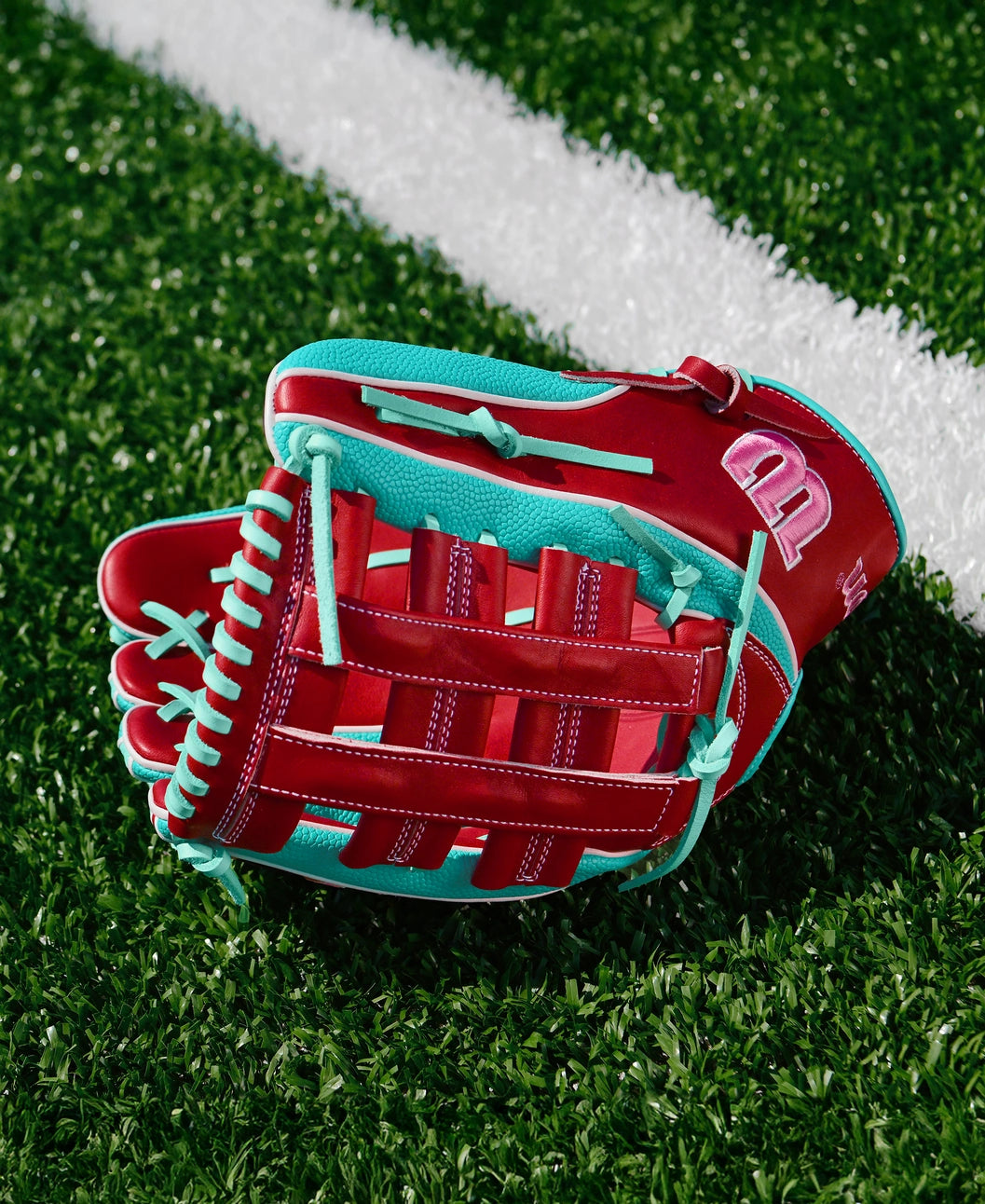 2025 Wilson A2K MY7 12.5" Outfield Baseball Glove- Brick red/Seafoam/Pink/White