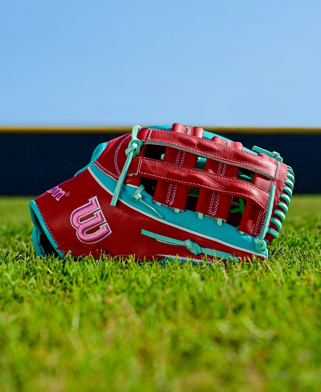 2025 Wilson A2K MY7 12.5" Outfield Baseball Glove- Brick red/Seafoam/Pink/White