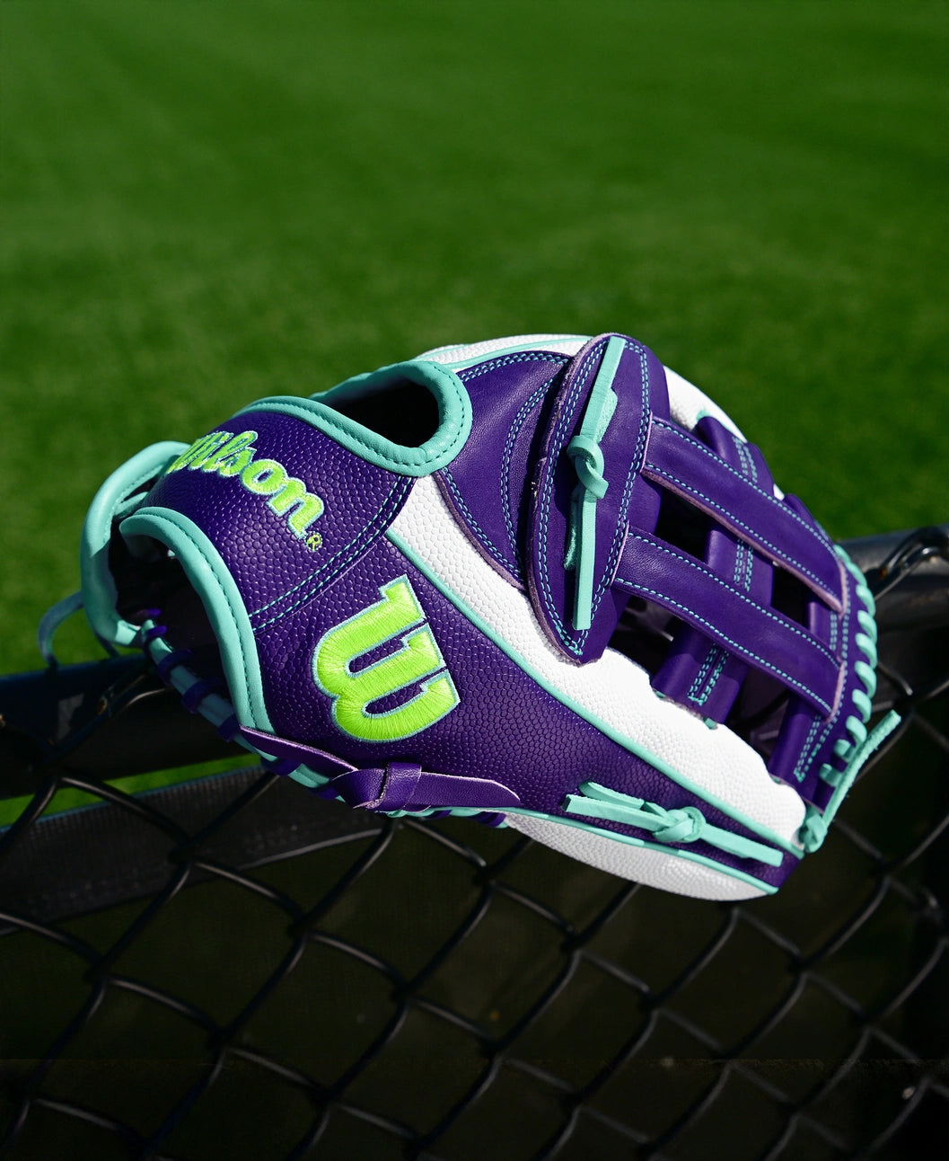 2025 Wilson A2000 Fall FP50 12.25" Outfield Softball Glove Right Hand Throw-Purple/White SS/Seafoam
