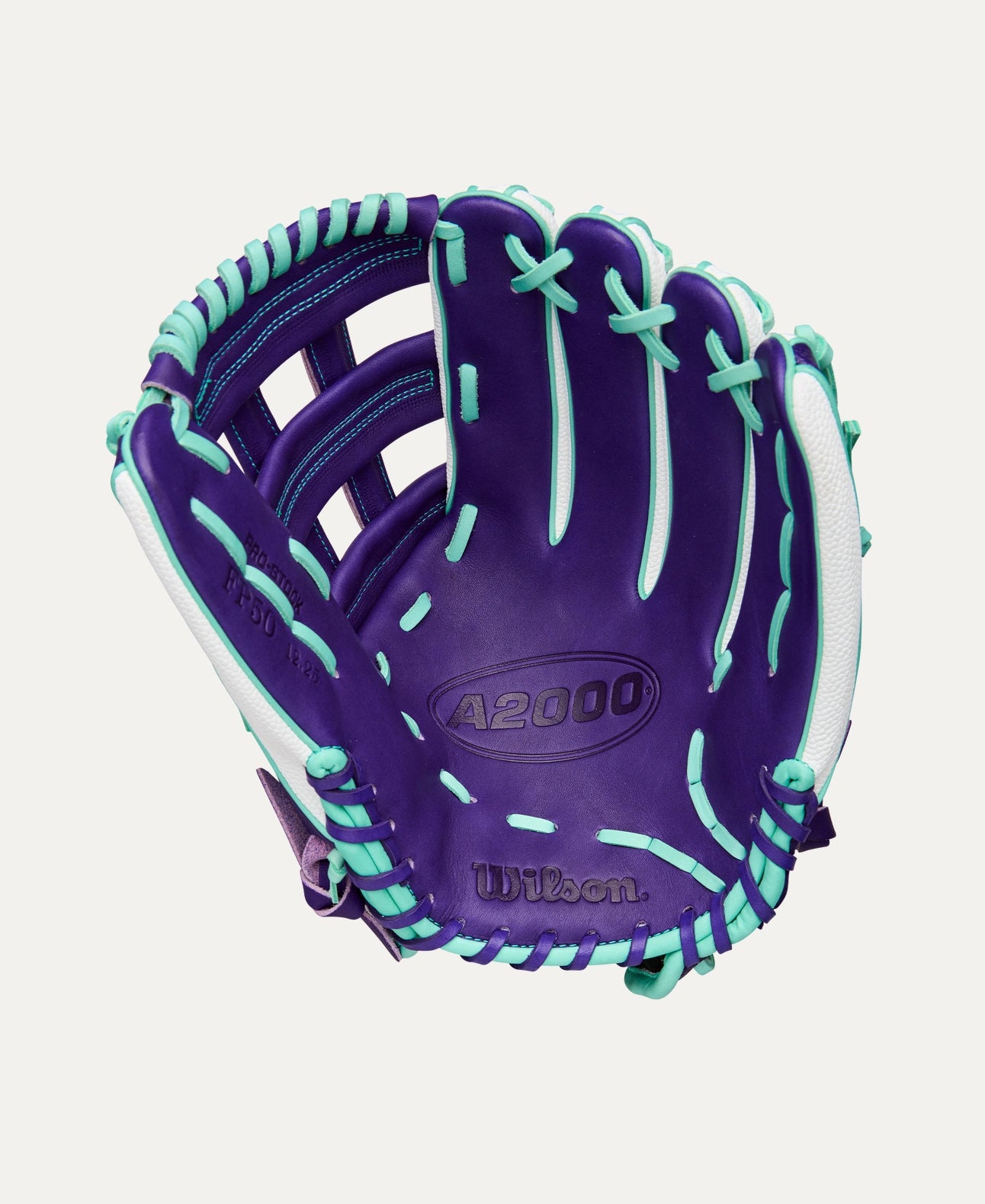 2025 Wilson A2000 Fall FP50 12.25" Outfield Softball Glove Right Hand Throw-Purple/White SS/Seafoam