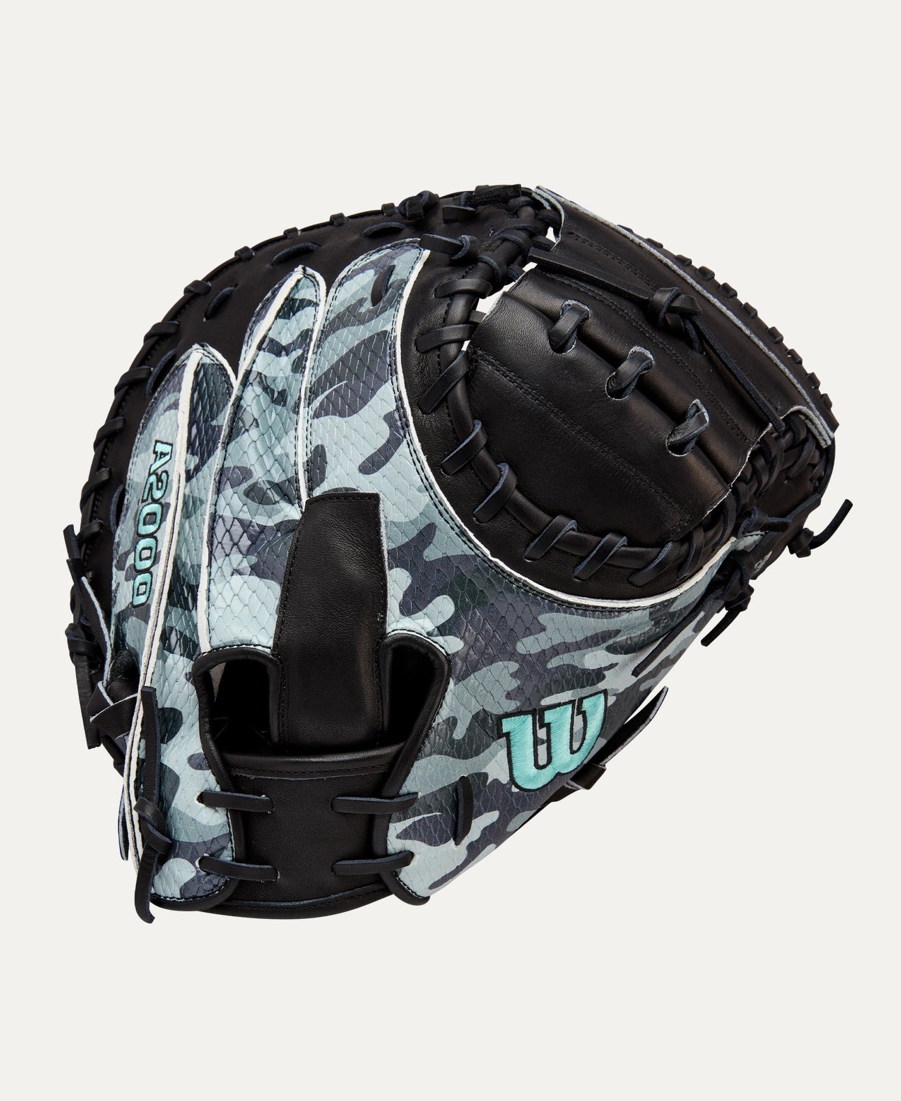 2025 Wilson A2000 Austin Wells Fall AW28 34" Catchers Baseball Glove Right Hand Throw-Black Camo SS/Seafoam