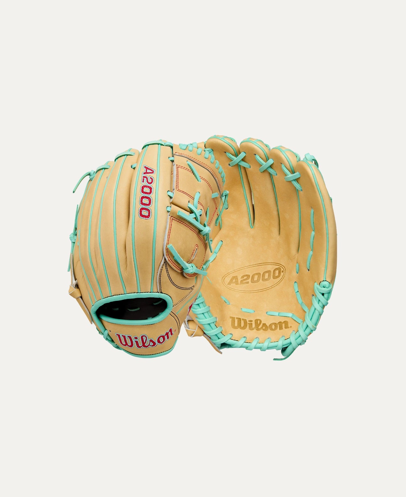 2025 Wilson A2000 B2 Fall 12" Pitchers Baseball Glove- Blonde/Seafoam/Red