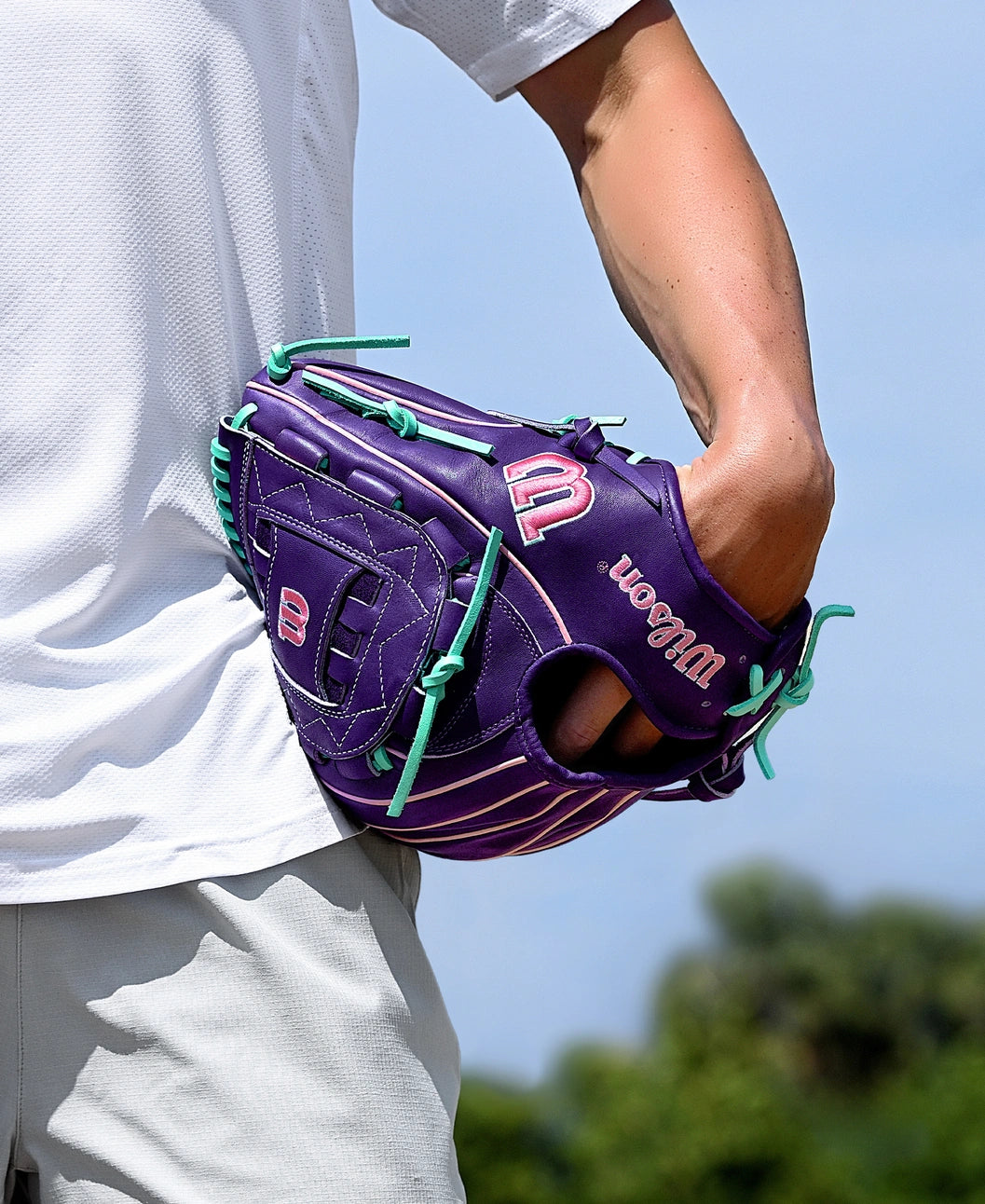 2025 Wilson A2K C12 Fall 12" Pitchers Baseball Glove- Purple/Pink/Seafoam