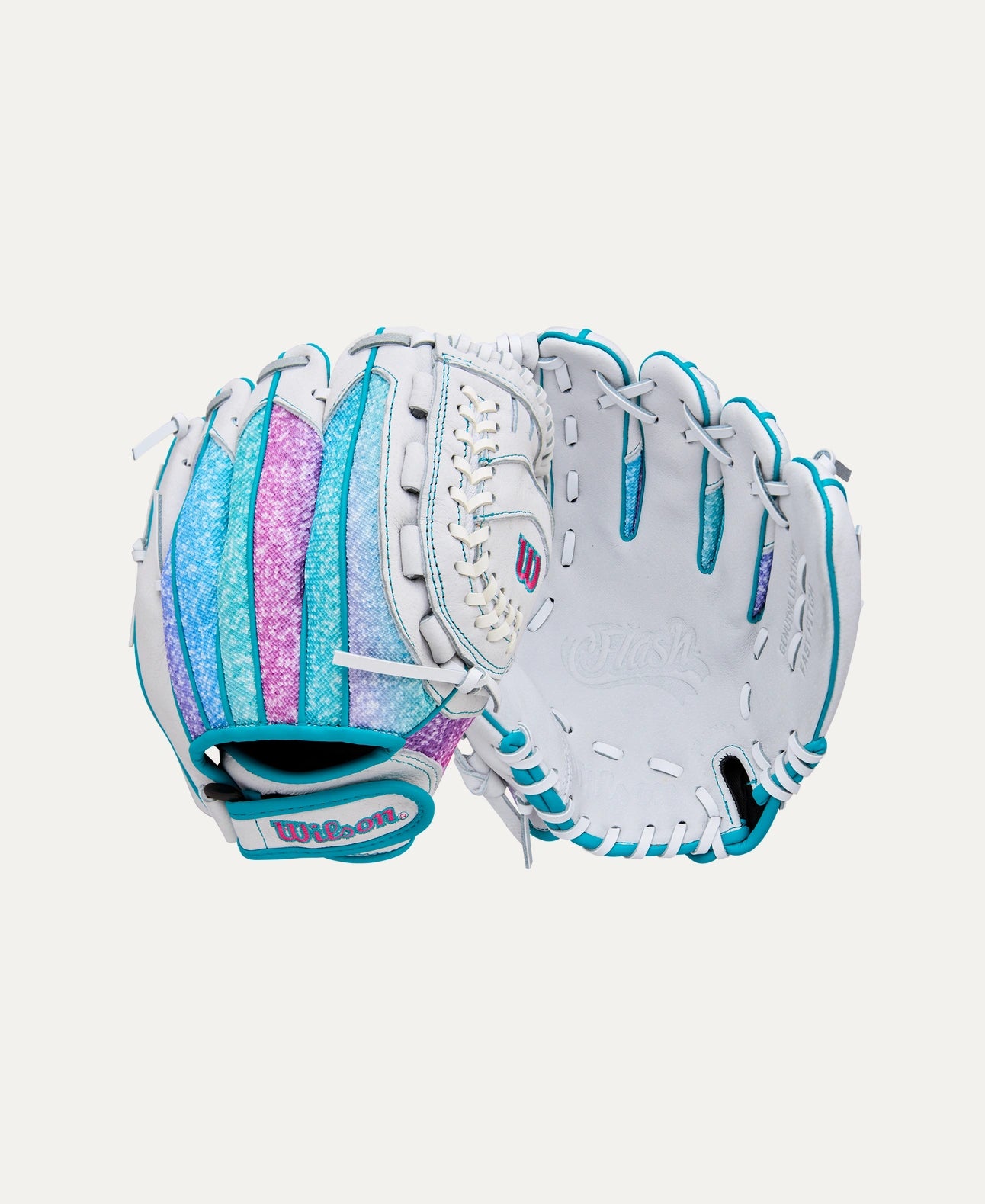 2025 Wilson Flash 11" Utility Softball Glove Right Hand Throw-White/Purple/Teal