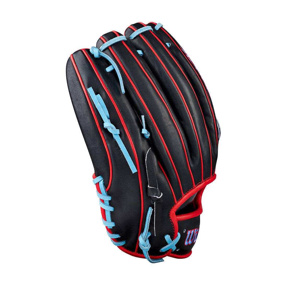 Gant de baseball Wilson A2000 B25 12,5" pour lanceur droitier (2026) - Noir / Rouge / Bleu ciel
