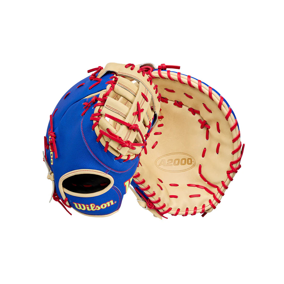 2026 Wilson A2000 1677SS 12.5" First Base Baseball Glove- Royal / Blonde / Red