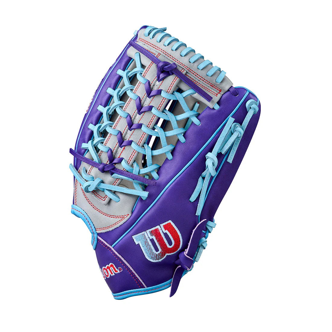 2026 Wilson A2000 T125 12.5" Outfield Softball Glove - Purple / Grey / Sky Blue